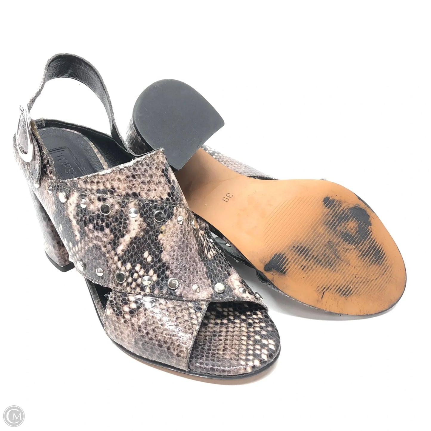 Sandals Heels Block By Top Shop In Snakeskin Print, Size: 8.5