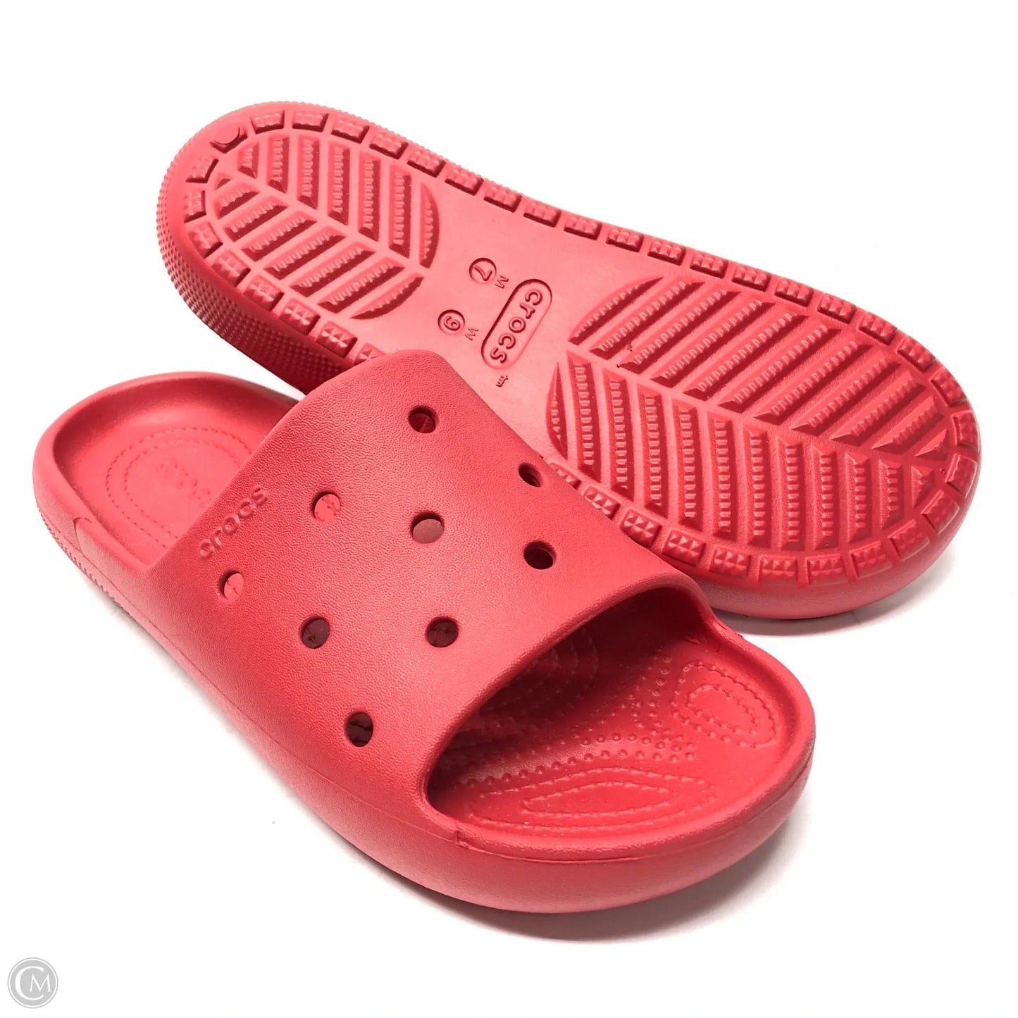 Sandals Flats By Crocs In Red, Size: 9