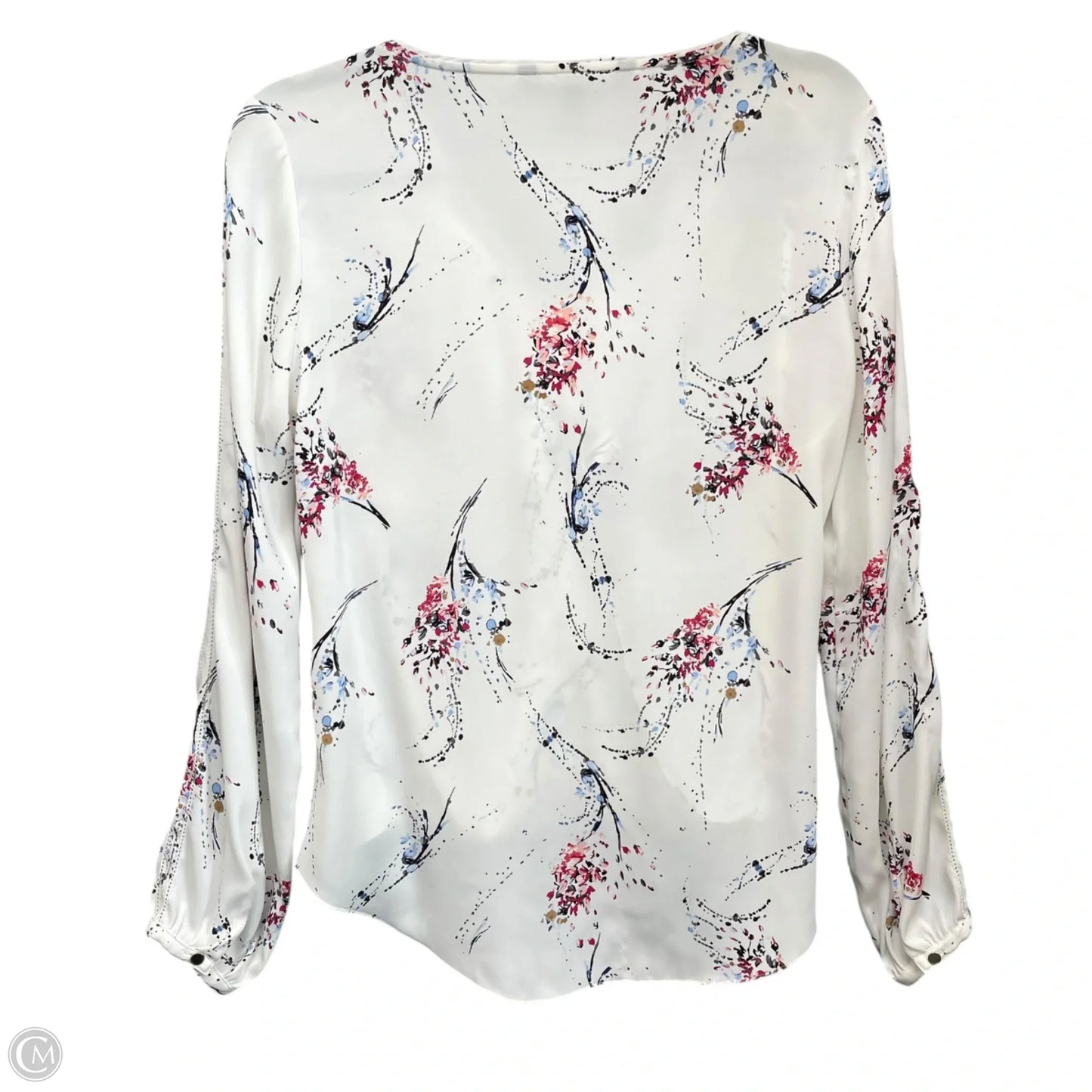 Blouse Long Sleeve By White House Black Market In Blue & White, Size: 4