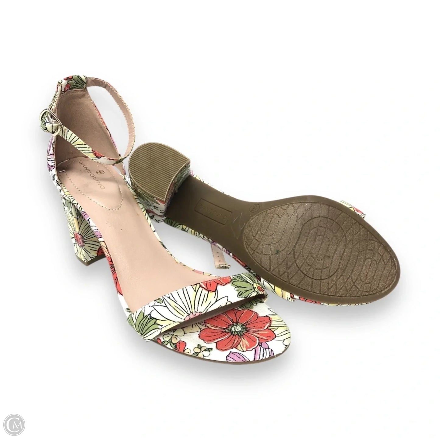 Sandals Heels Block By Bandolino In Floral Print, Size: 10