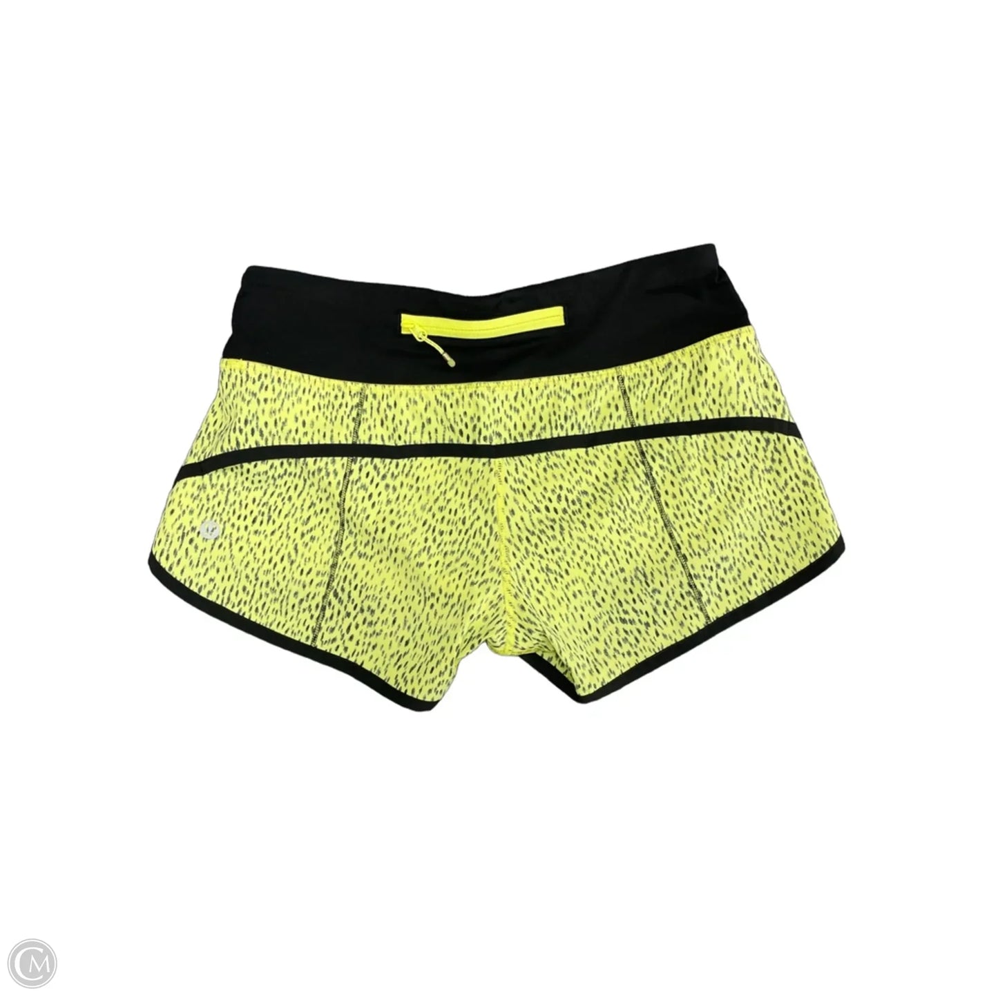 Athletic Shorts By Lululemon In Black & Yellow, Size: 2
