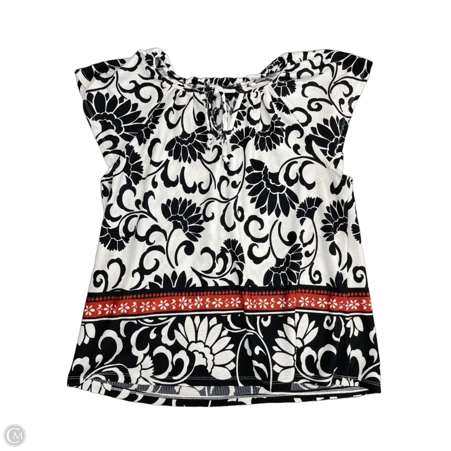 Blouse Short Sleeve By Fred David In Black & White, Size: Xl