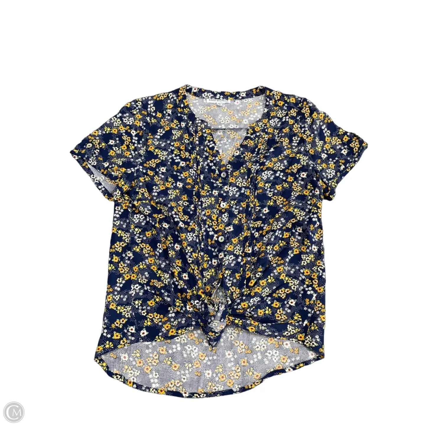 Top Short Sleeve By Sara Michelle In Blue & Yellow, Size: Mp