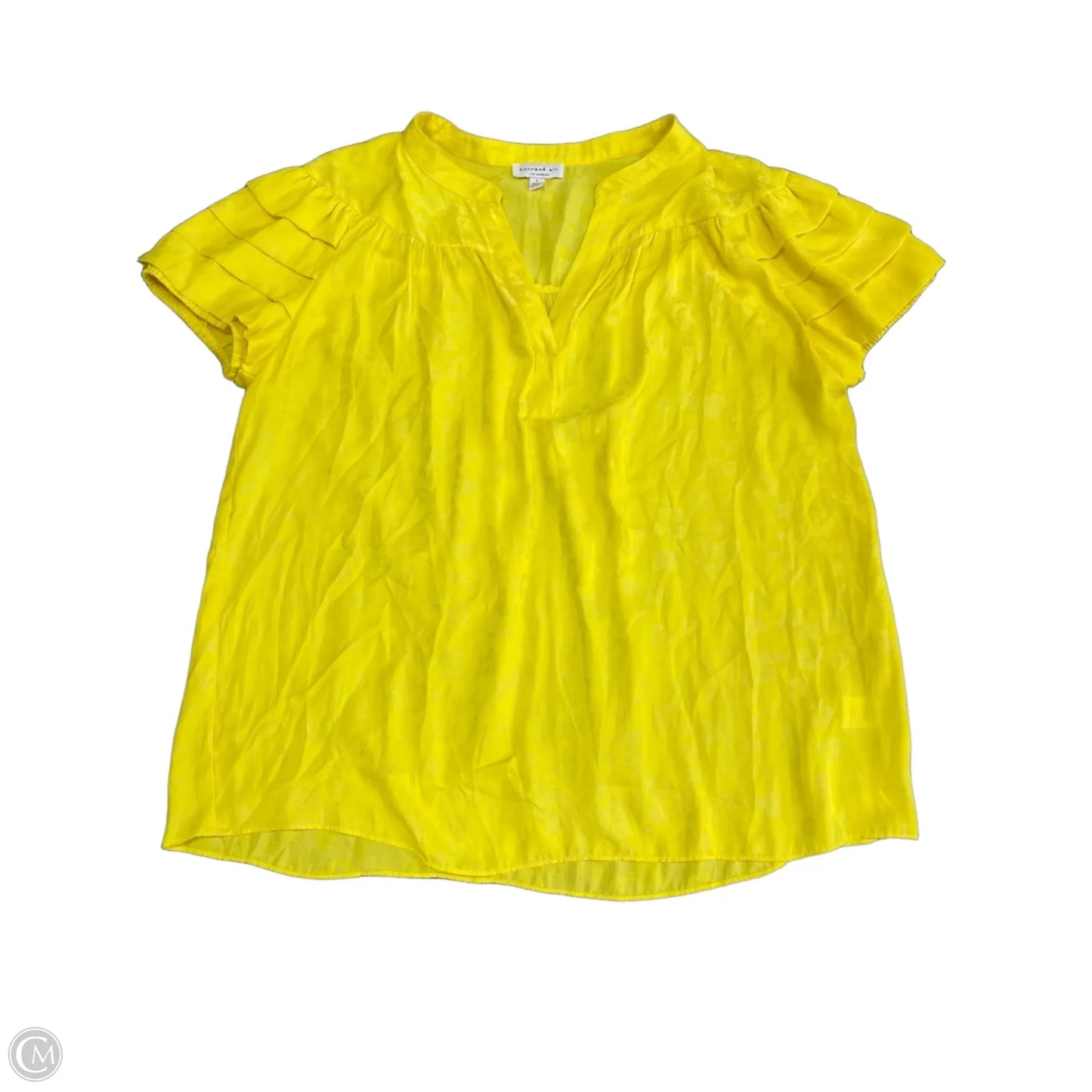 Blouse Short Sleeve By Current Air In Yellow, Size: L
