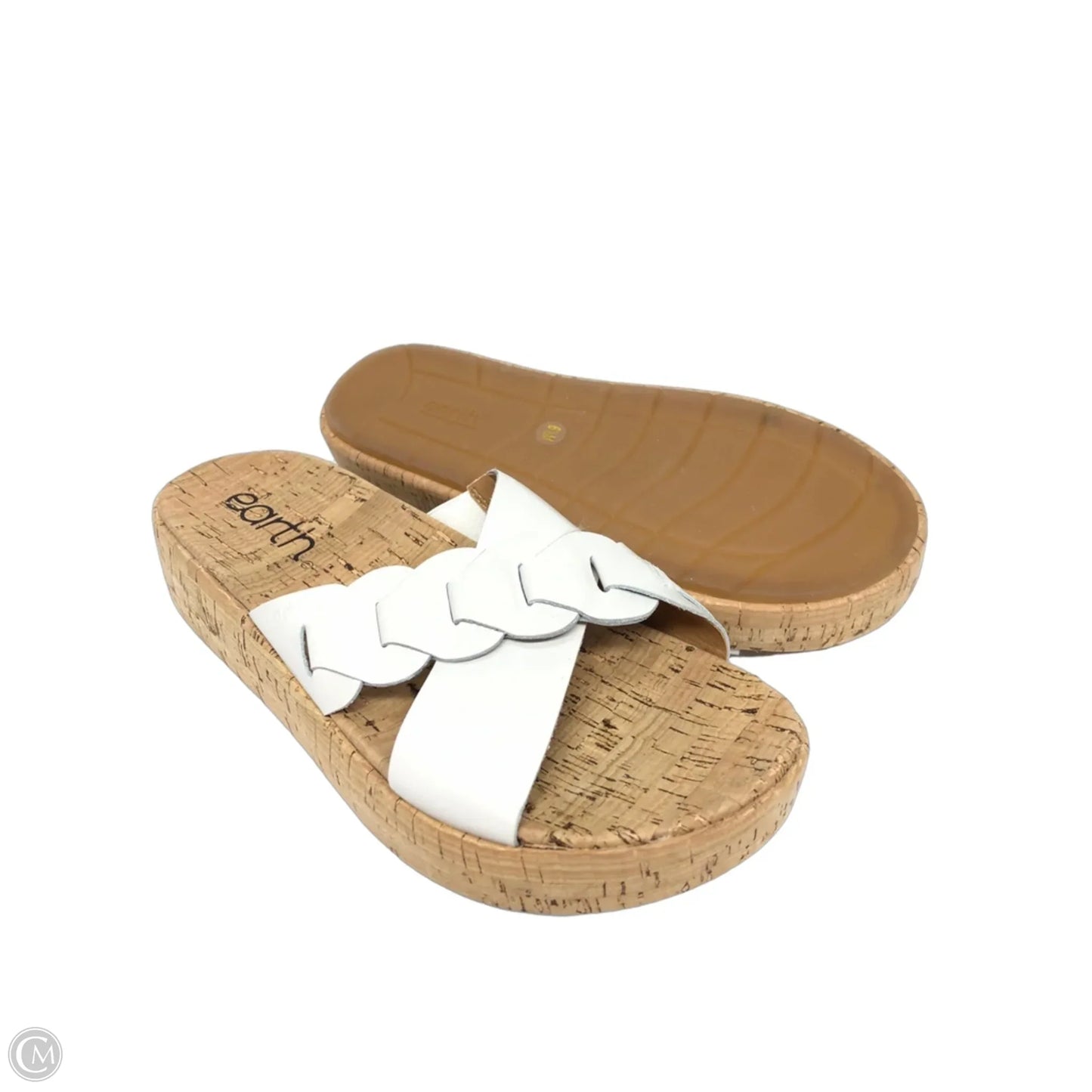 Sandals Heels Platform By Earth In White, Size: 6.5