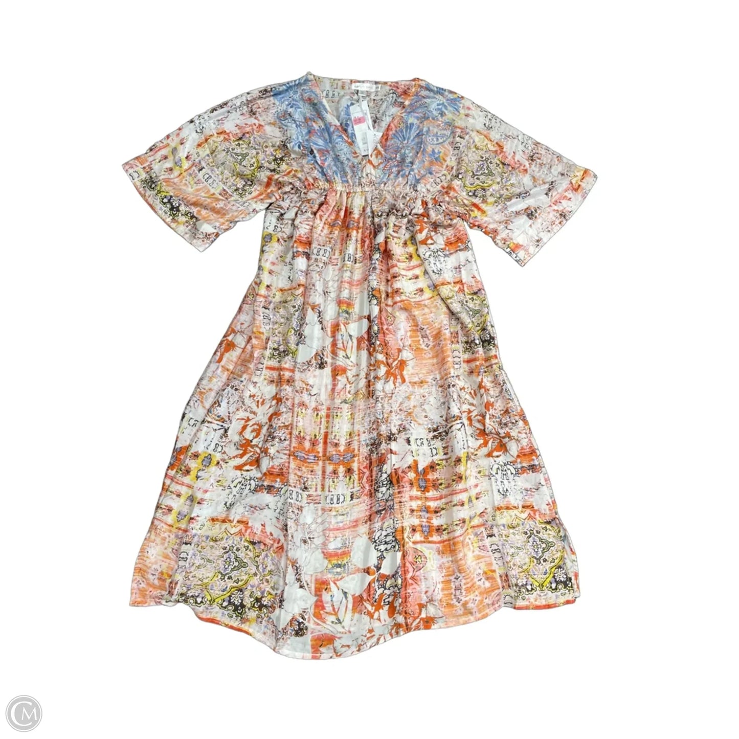 Dress Casual Midi By Cmc In Blue & Orange, Size: Xs