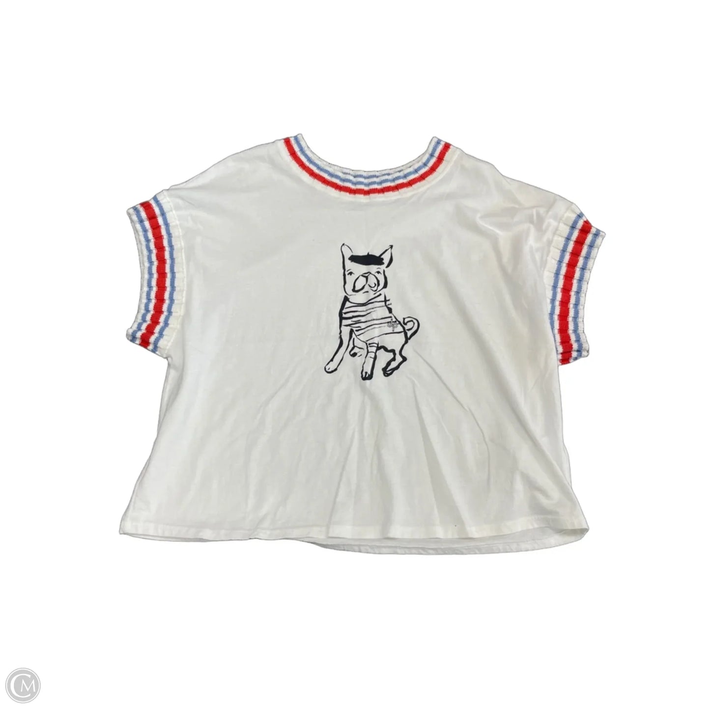 Top Short Sleeve By Daily Practice By Anthropologie In Blue & Red & White, Size: L
