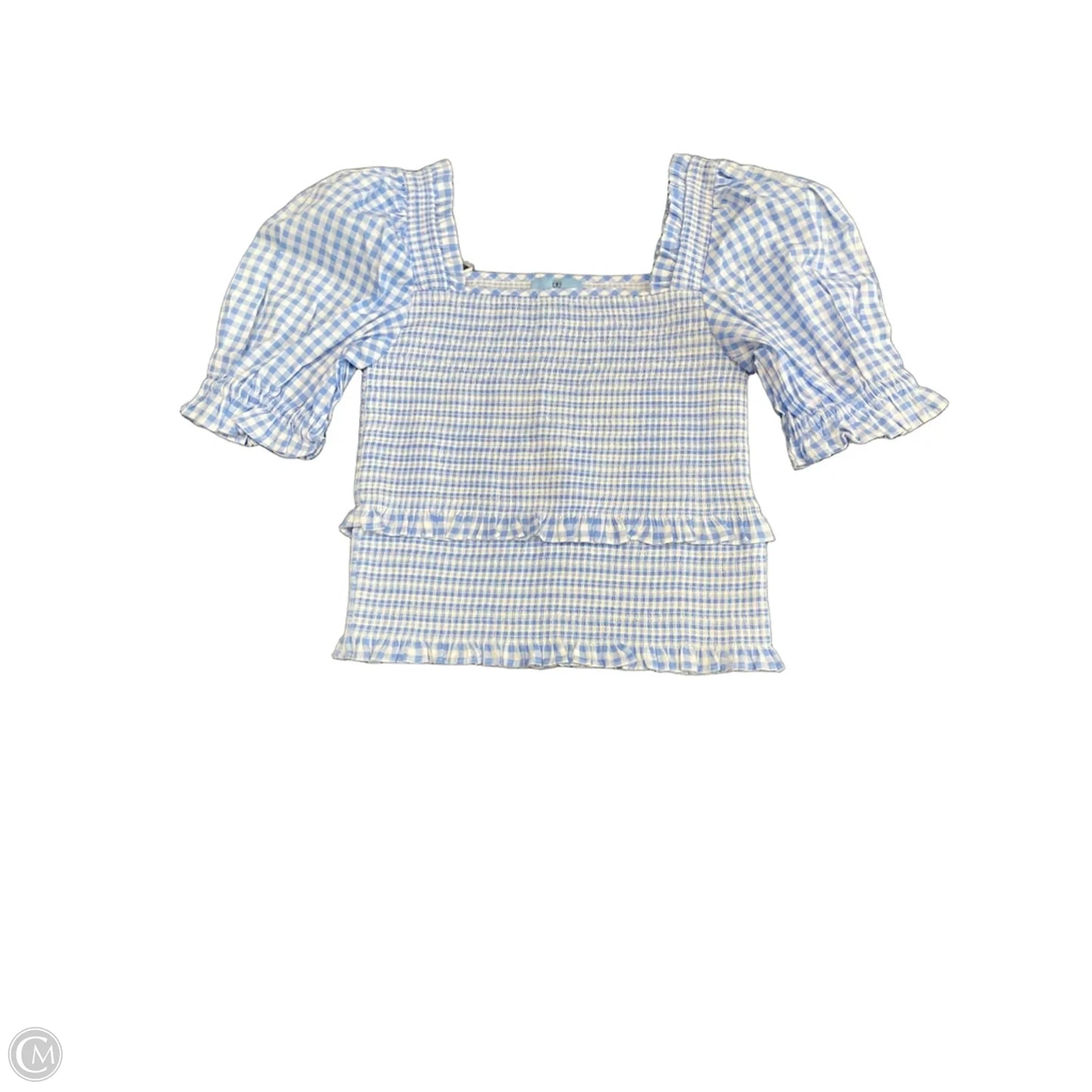 Top Short Sleeve By Cece In Blue & White, Size: M