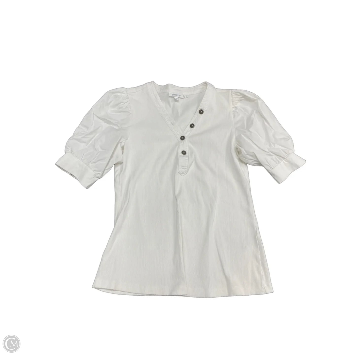 Top Short Sleeve By Chicos In White, Size: M