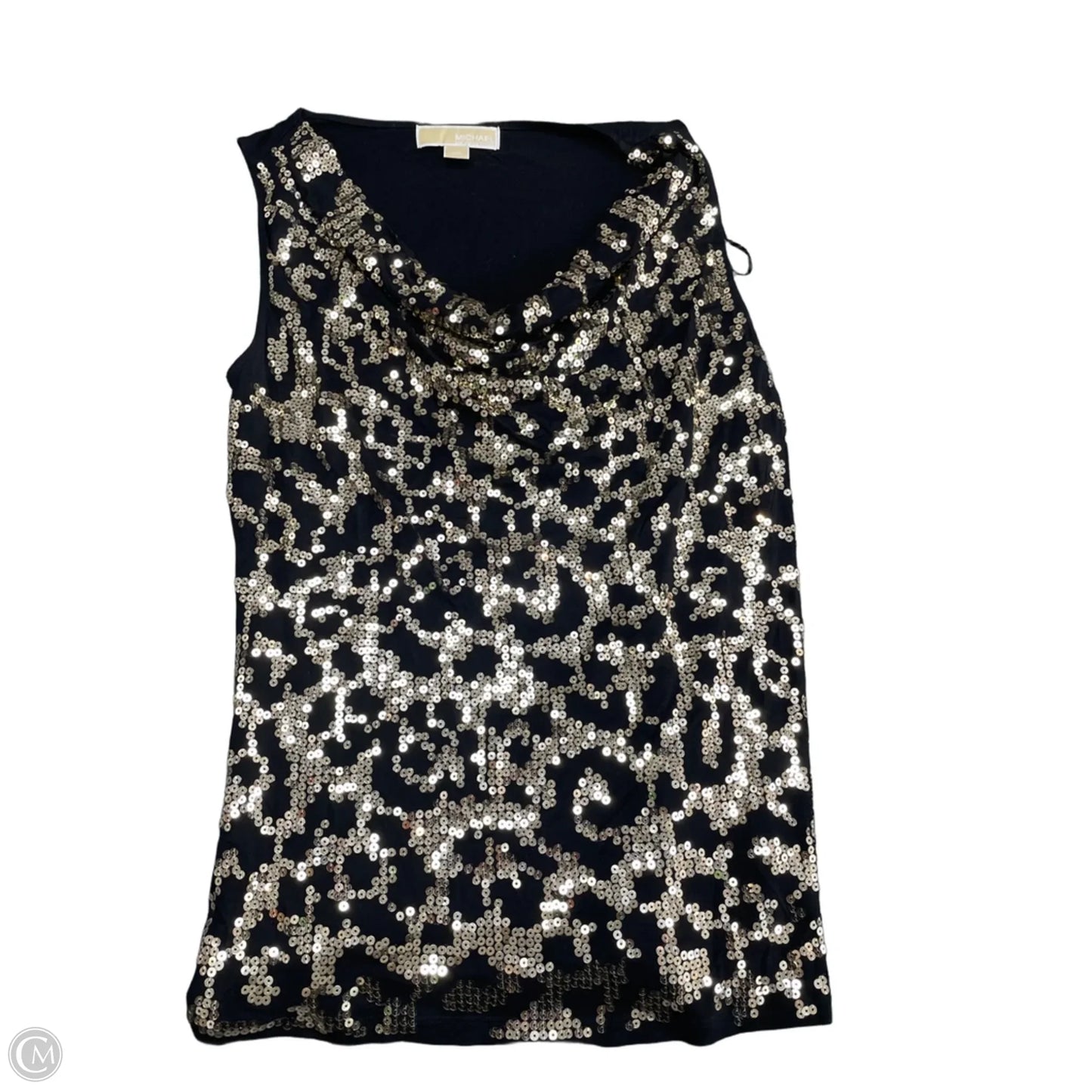 Blouse Sleeveless By Michael By Michael Kors In Black & Gold, Size: M