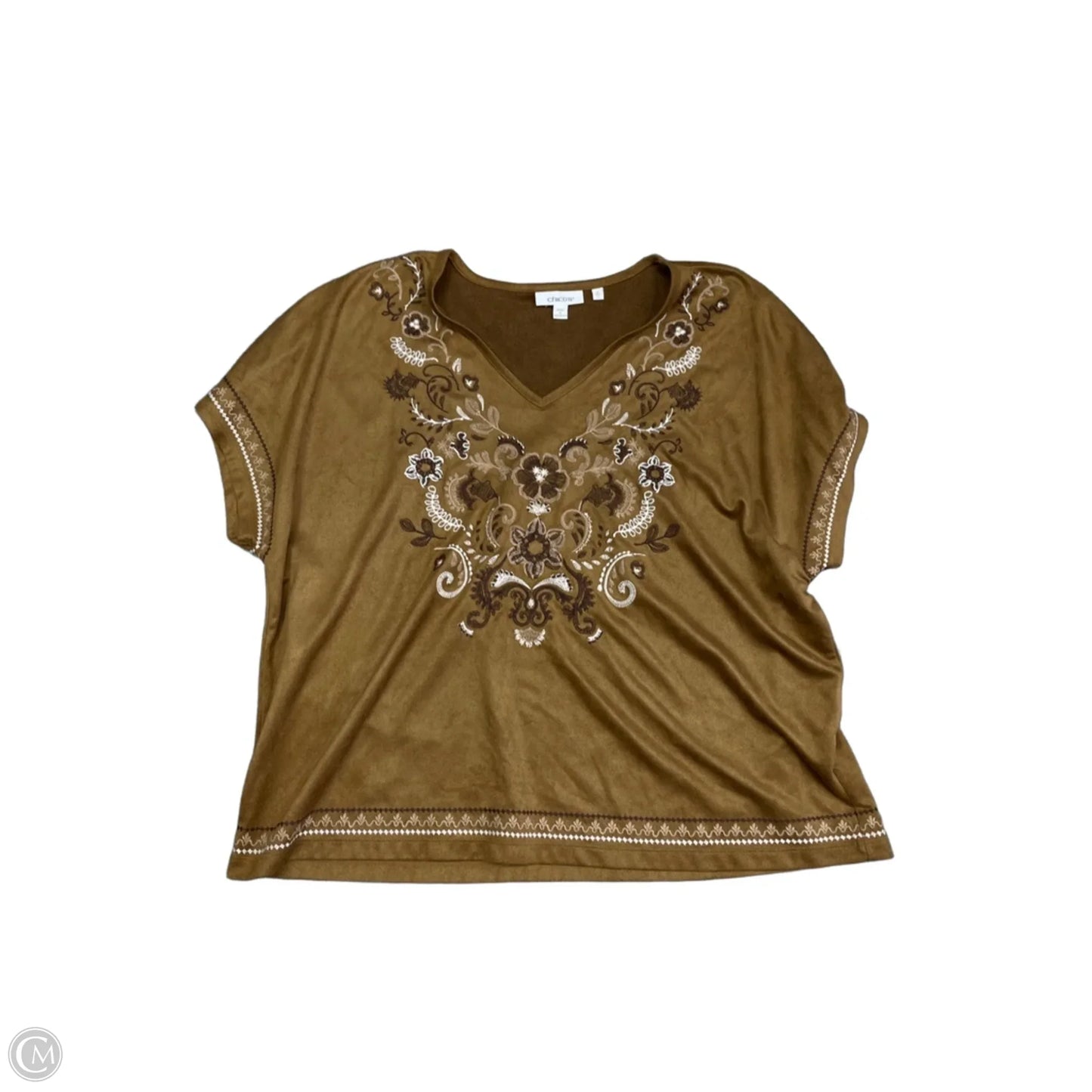 Top Short Sleeve By Chicos In Brown, Size: L