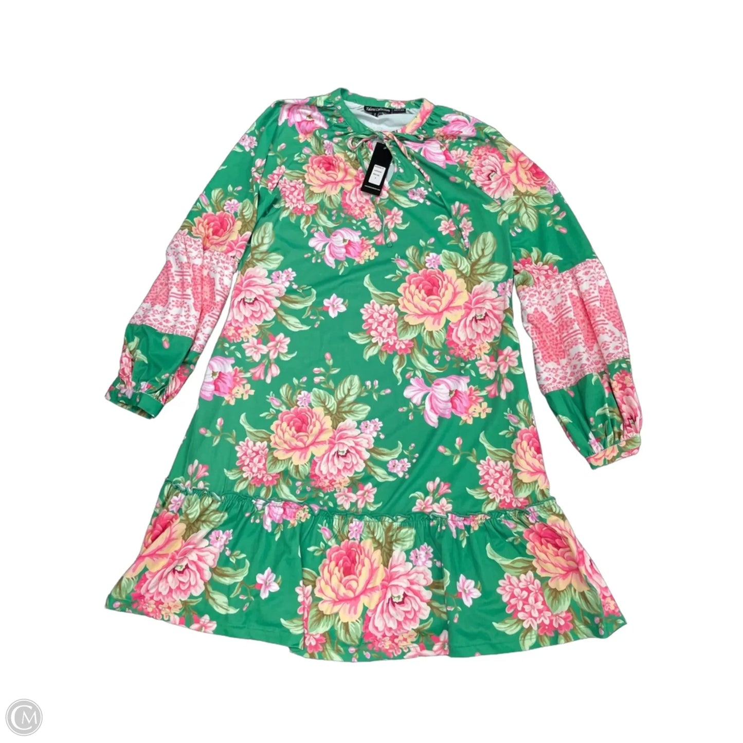 Dress Casual Short By Tolani Collection In Green & Pink, Size: S