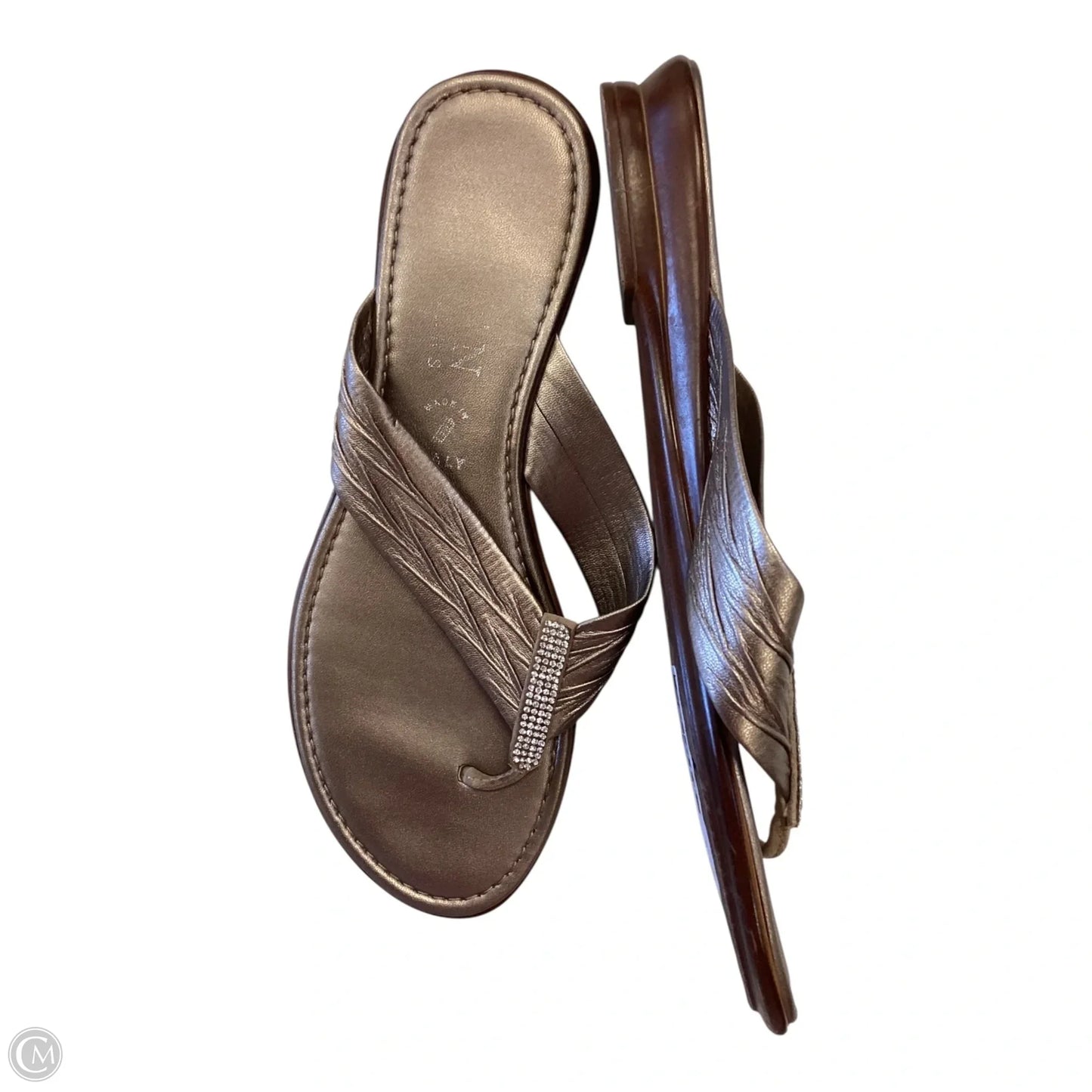 Sandals Flats By Italian Shoemakers In Bronze, Size: 7.5