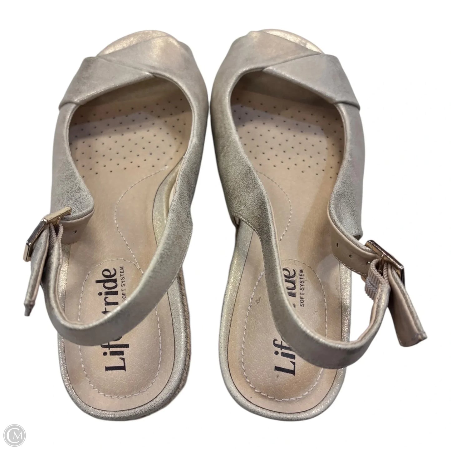 Sandals Heels Wedge By Life Stride In Tan, Size: 7