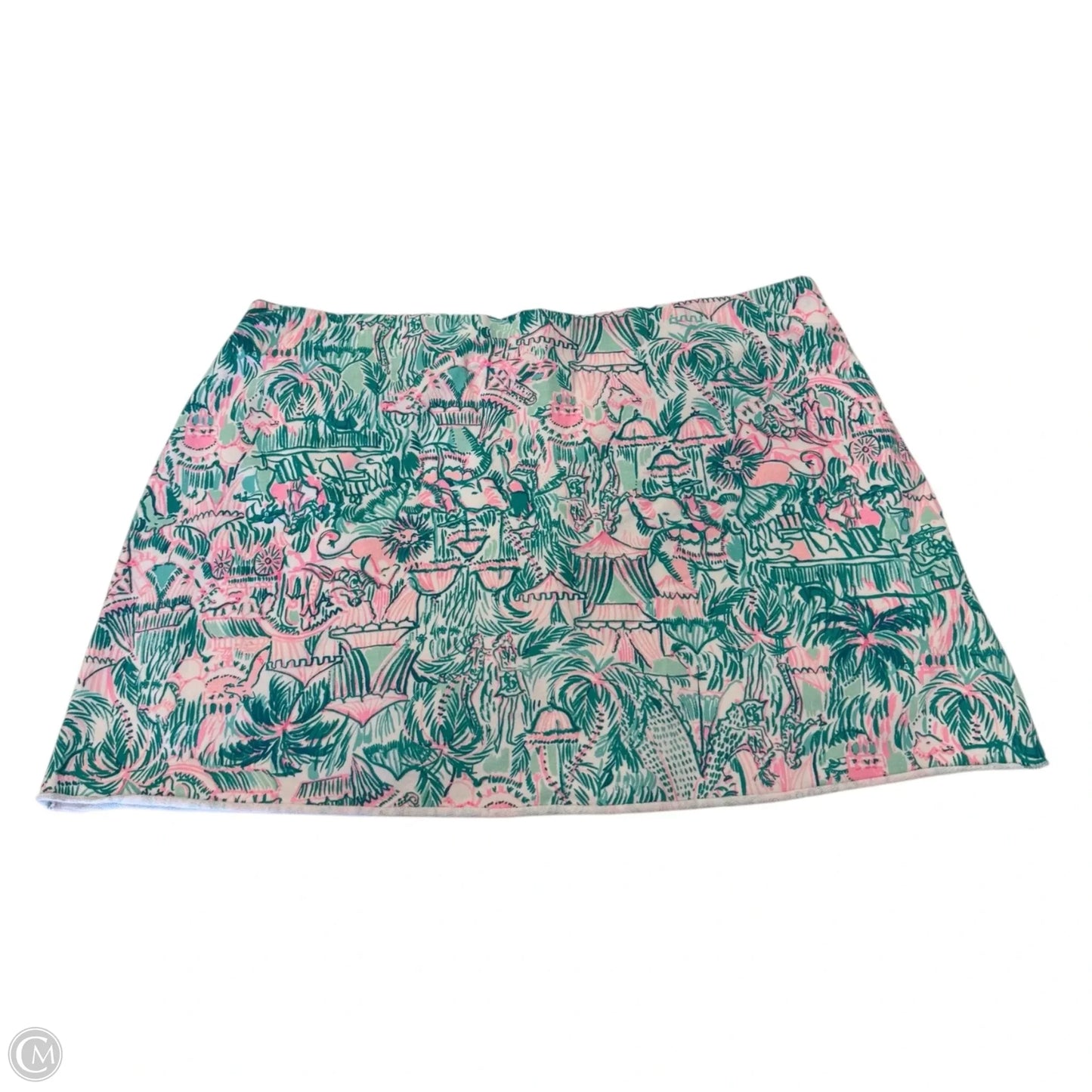 Skort Designer By Lilly Pulitzer In Green & Pink, Size: Xl