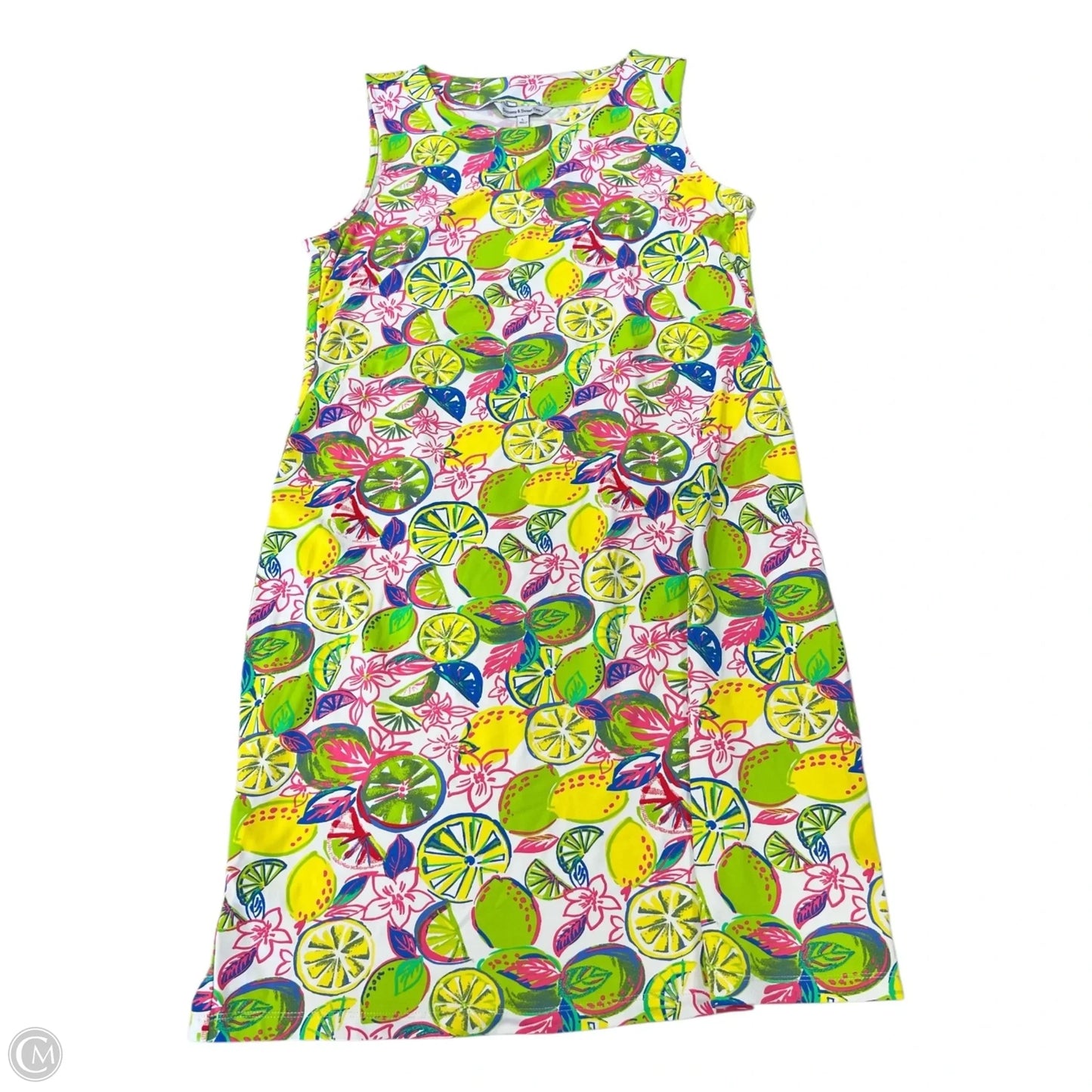 Dress Casual Midi By Clothes Mentor In Green & Pink, Size: L