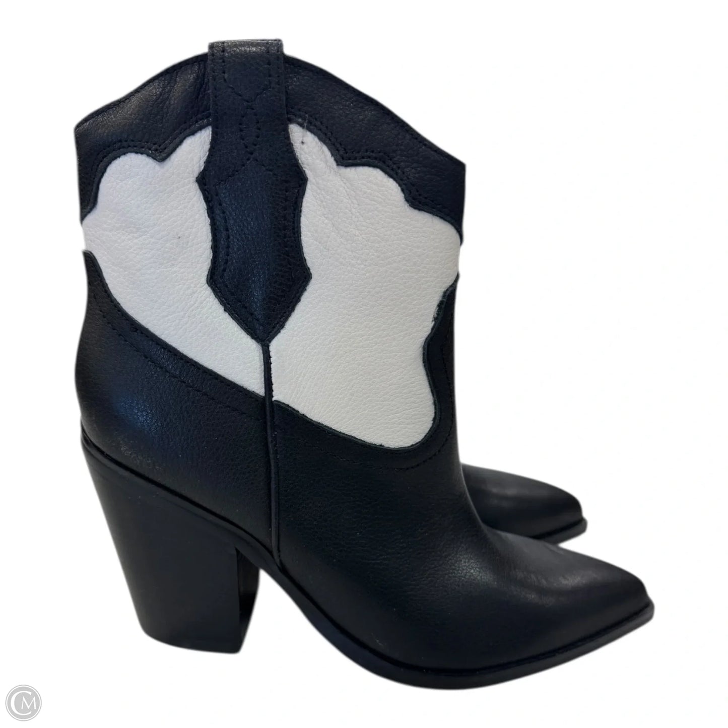 Boots Ankle Heels By Marc Fisher In Black & White, Size: 8