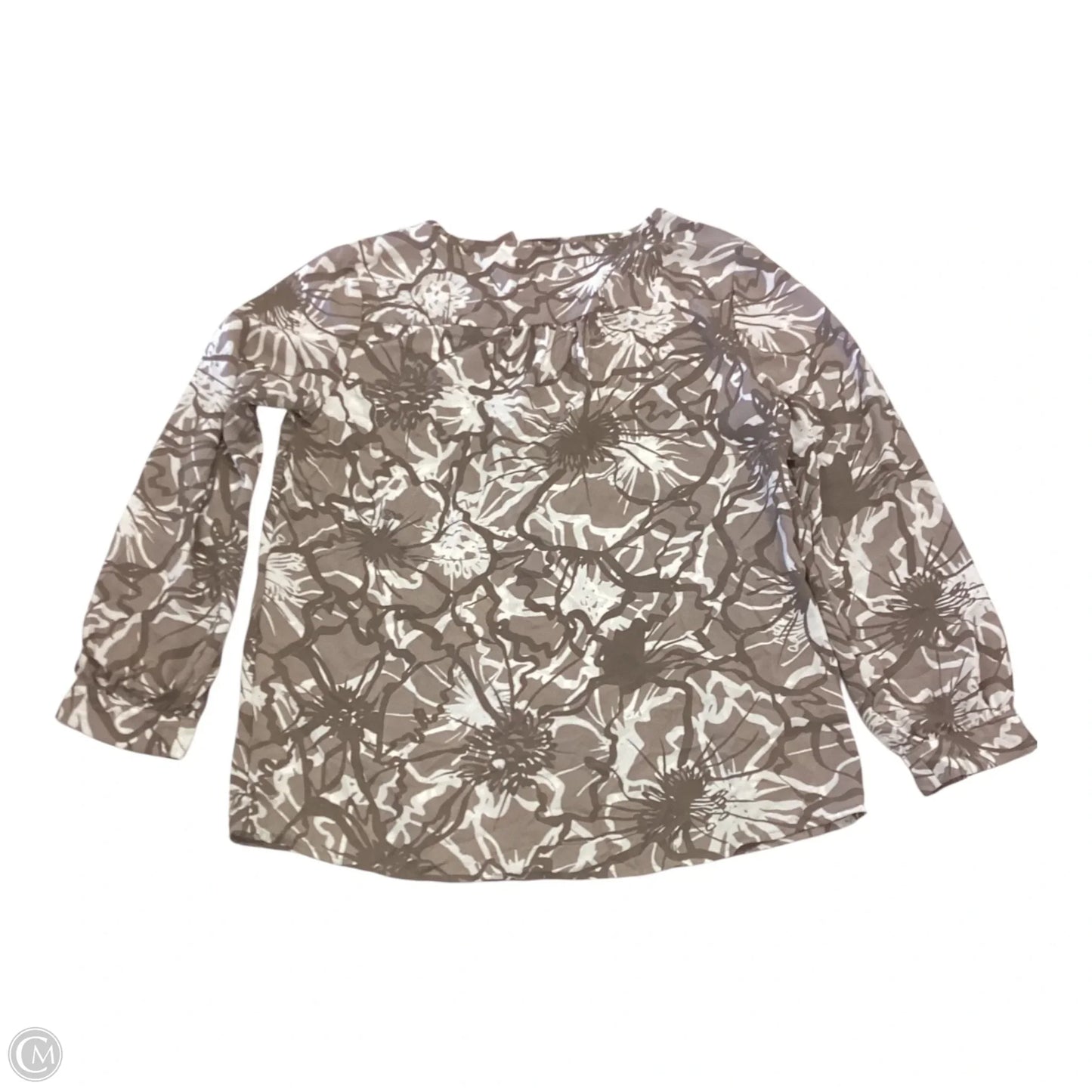 Top Long Sleeve By Chicos In Brown & White, Size: S