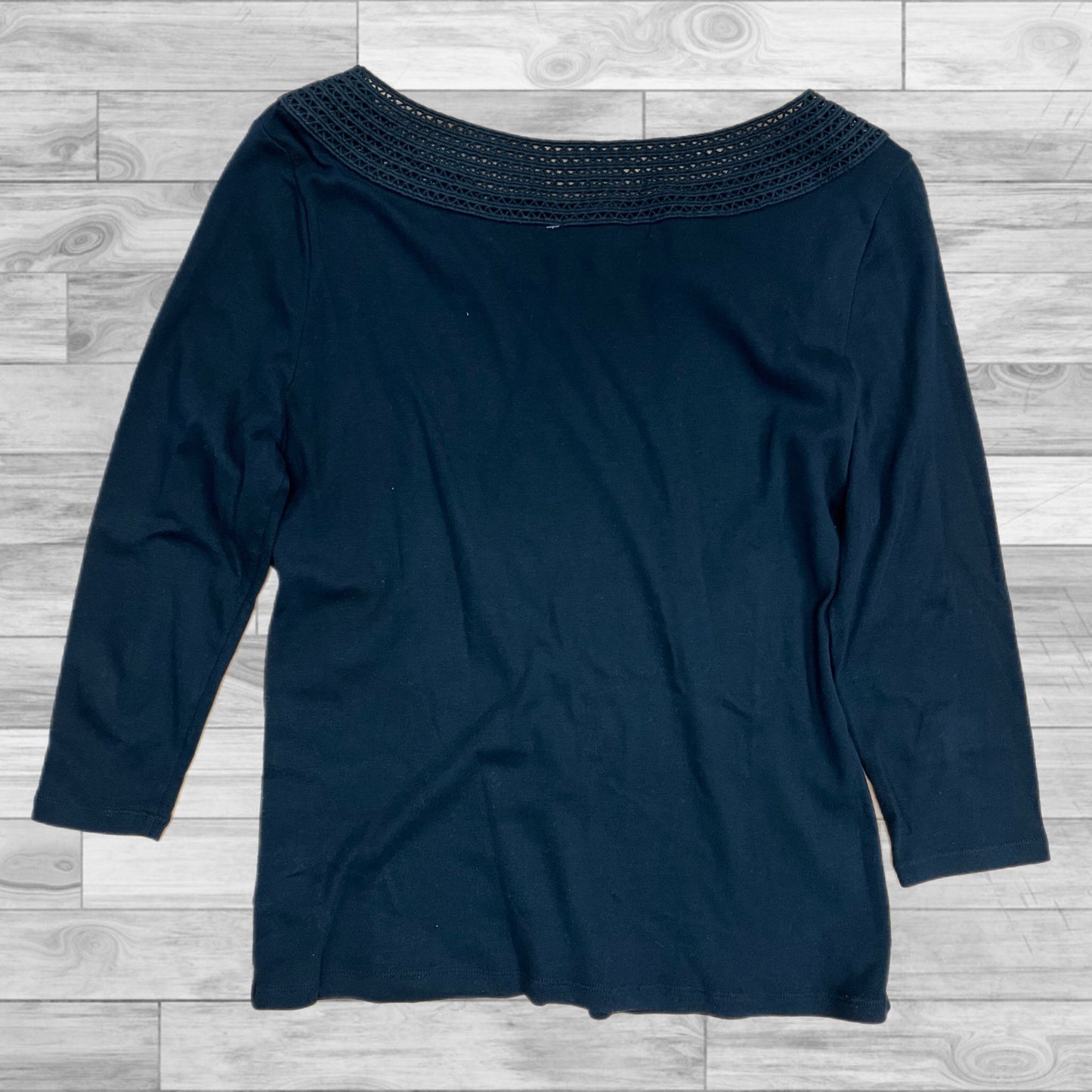 Top 3/4 Sleeve By Ralph Lauren In Black, Size: L