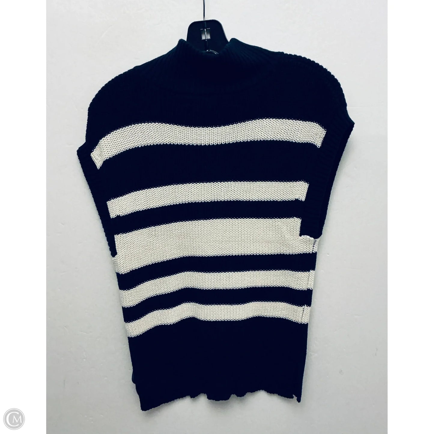 Vest Sweater By French Connection In Black & Cream, Size: M