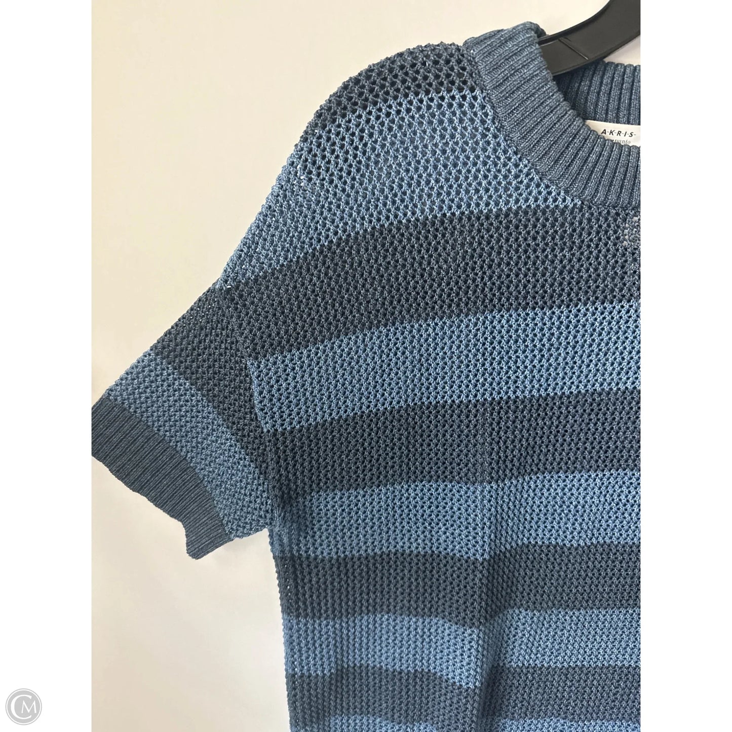 Top Short Sleeve By Akris In Striped Pattern, Size: M