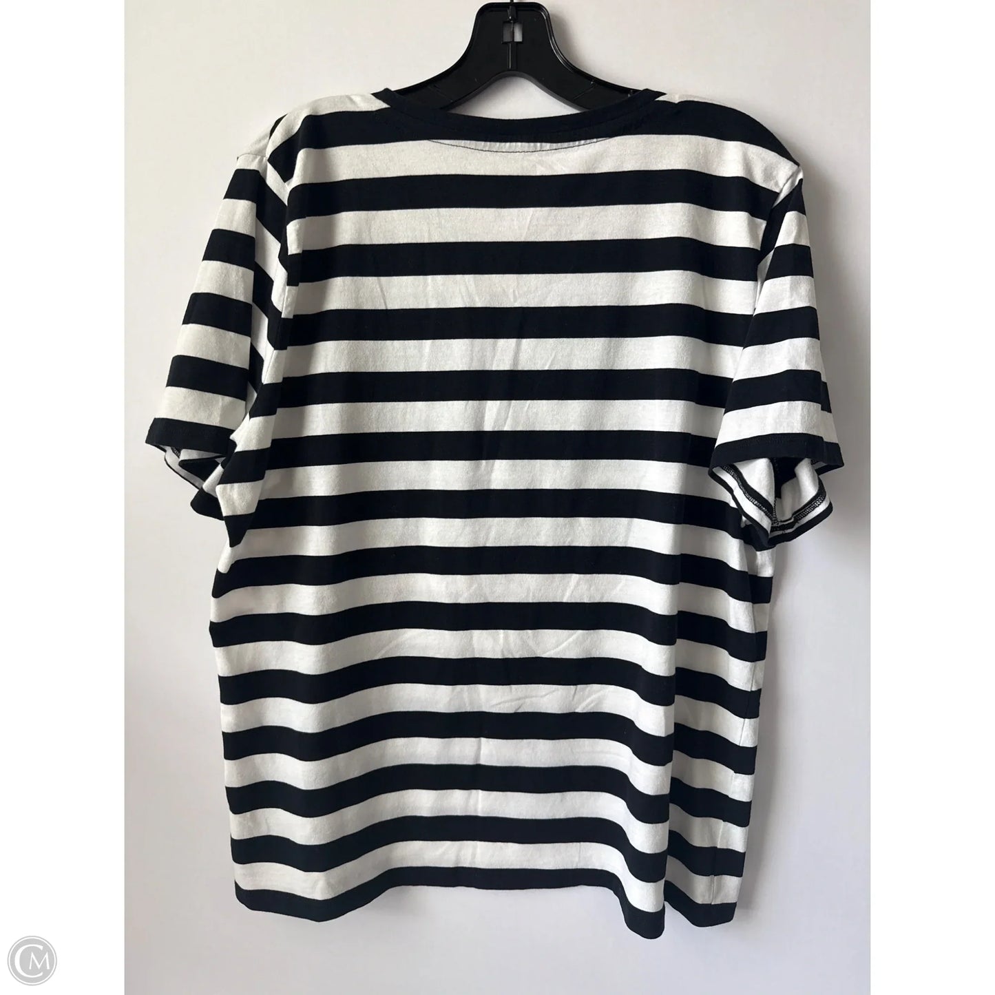 Top Short Sleeve Designer By Karl Lagerfeld In Striped Pattern, Size: Xl