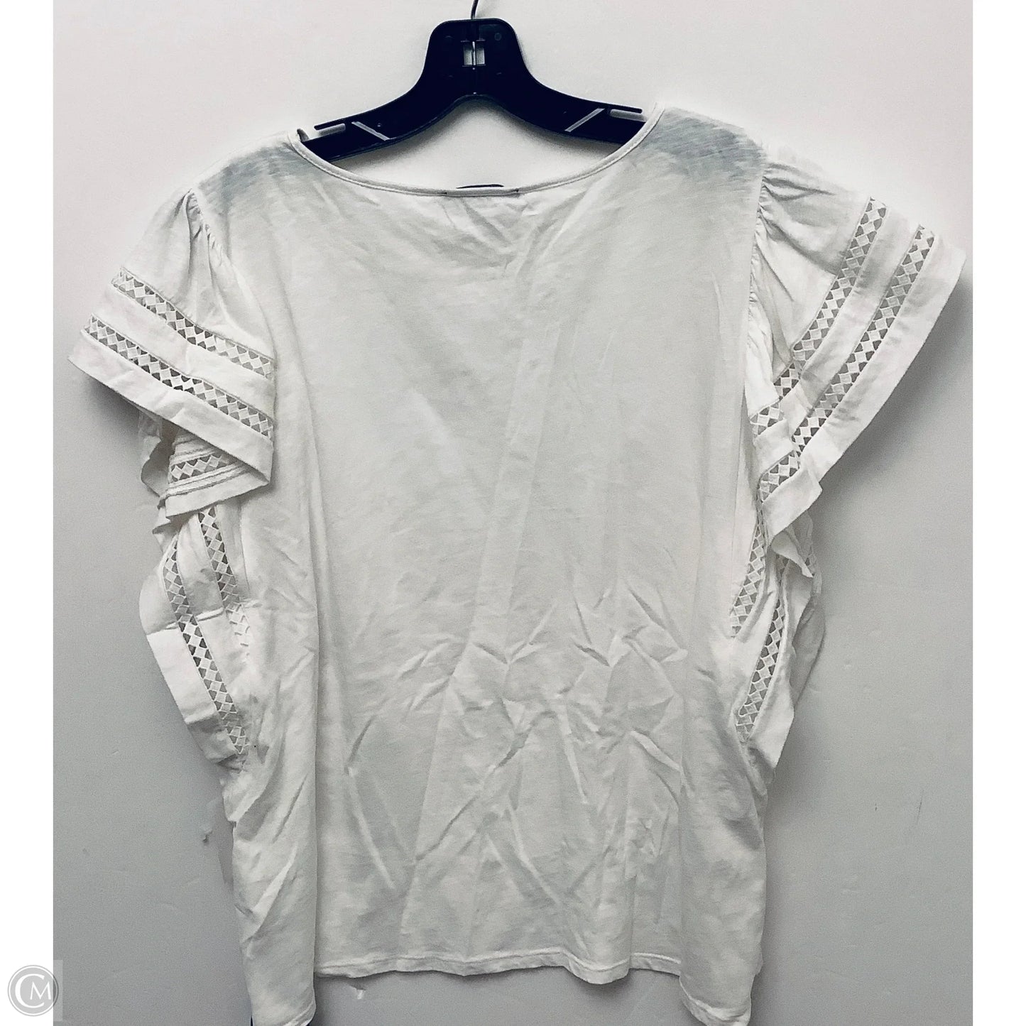 Top Short Sleeve By Adrianna Papell In White, Size: Xl