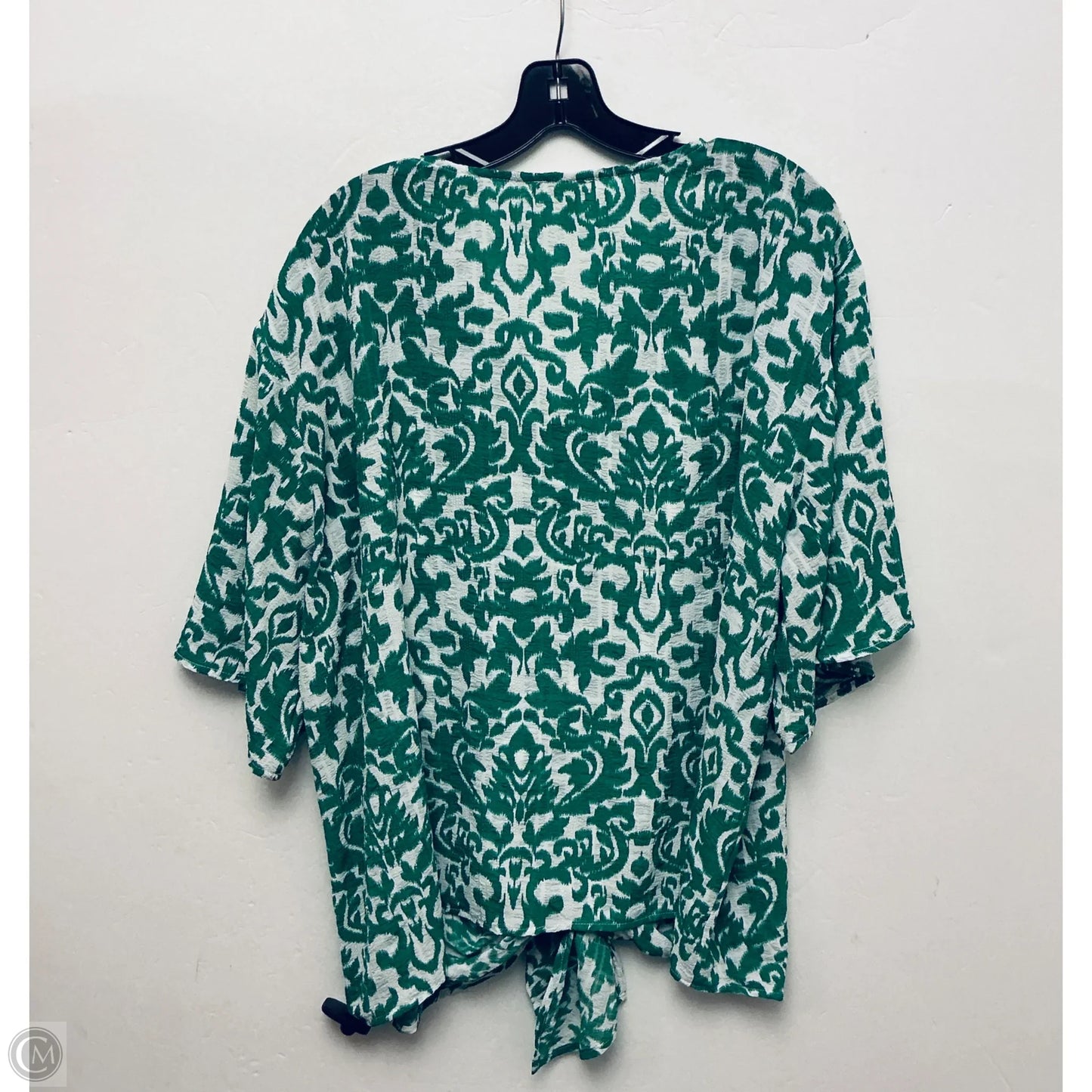 Top Short Sleeve By Tamara H In Green & White, Size: 2x