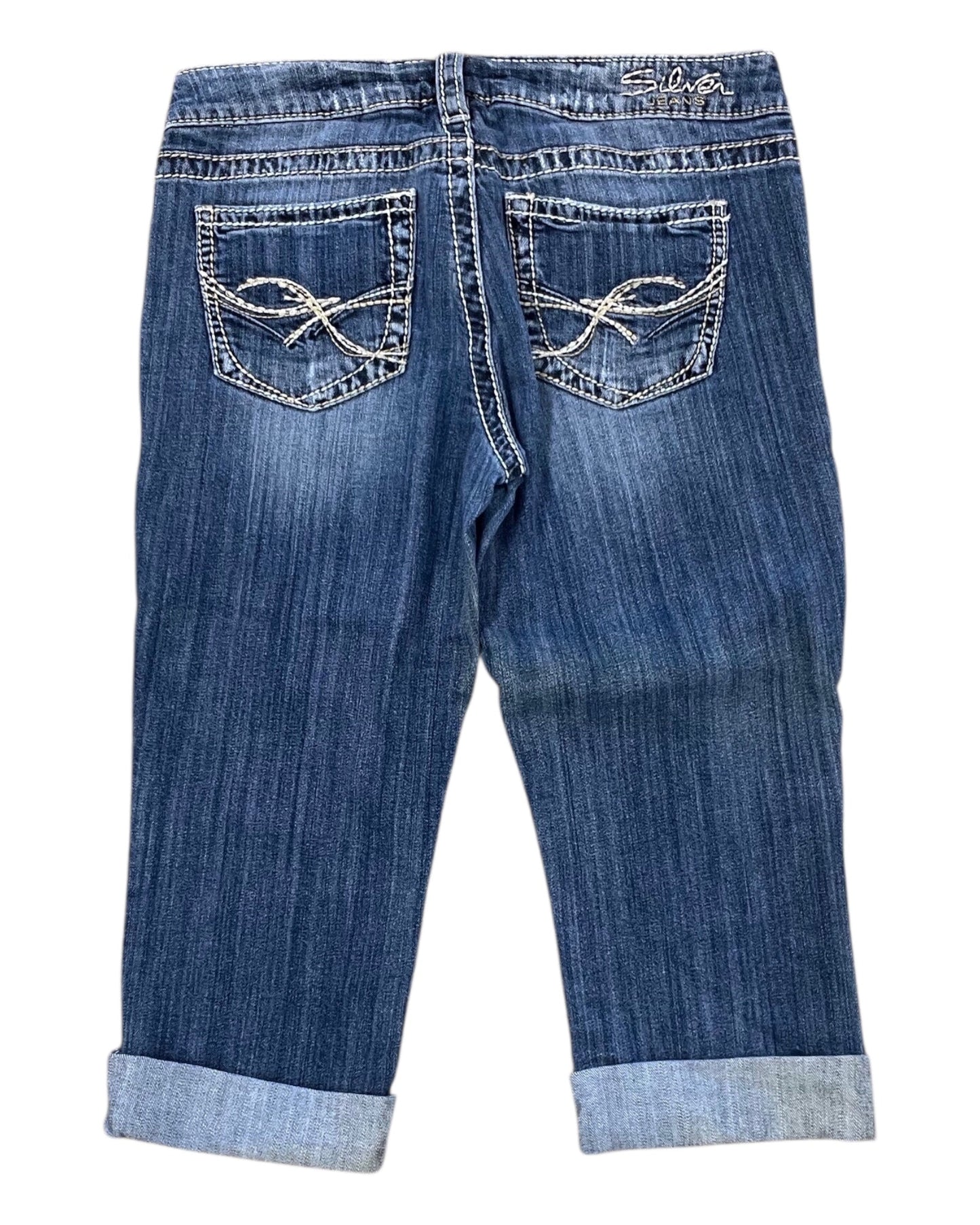 Jeans Cropped By Silver In Blue Denim, Size:8