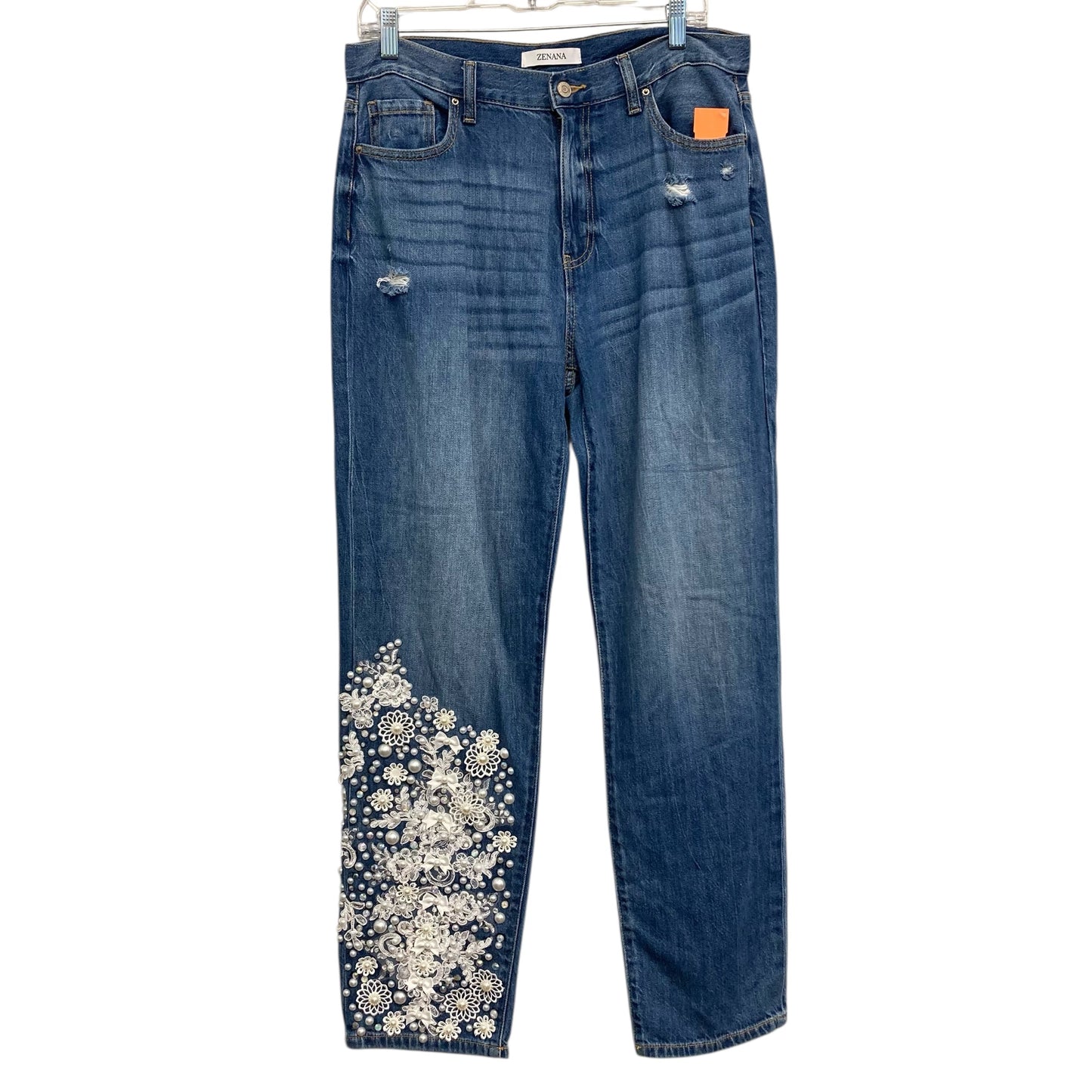 Jeans Flared By Zenana In Blue Denim, Size:10