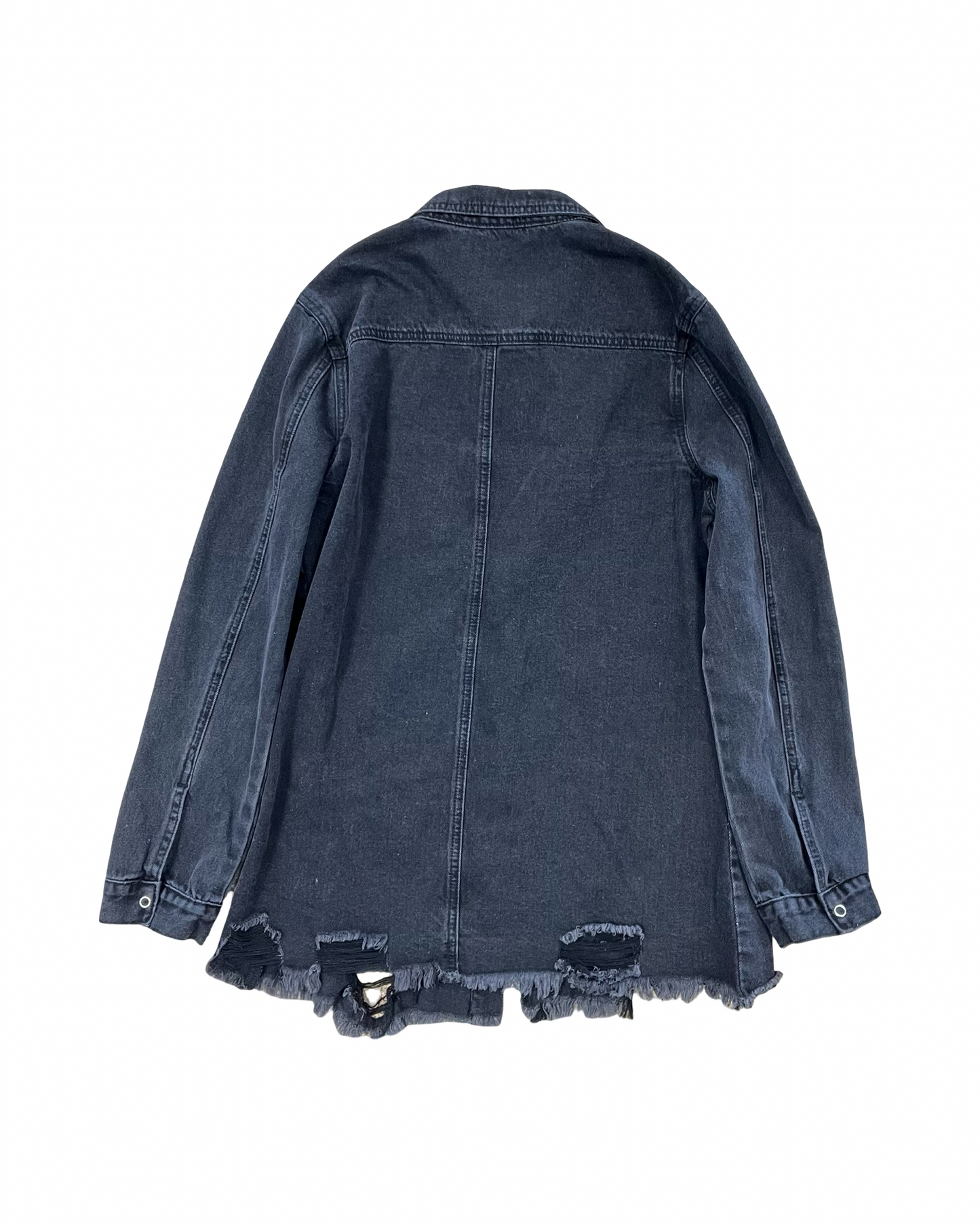 Jacket Denim By Clothes Mentor In Black Denim, Size:L
