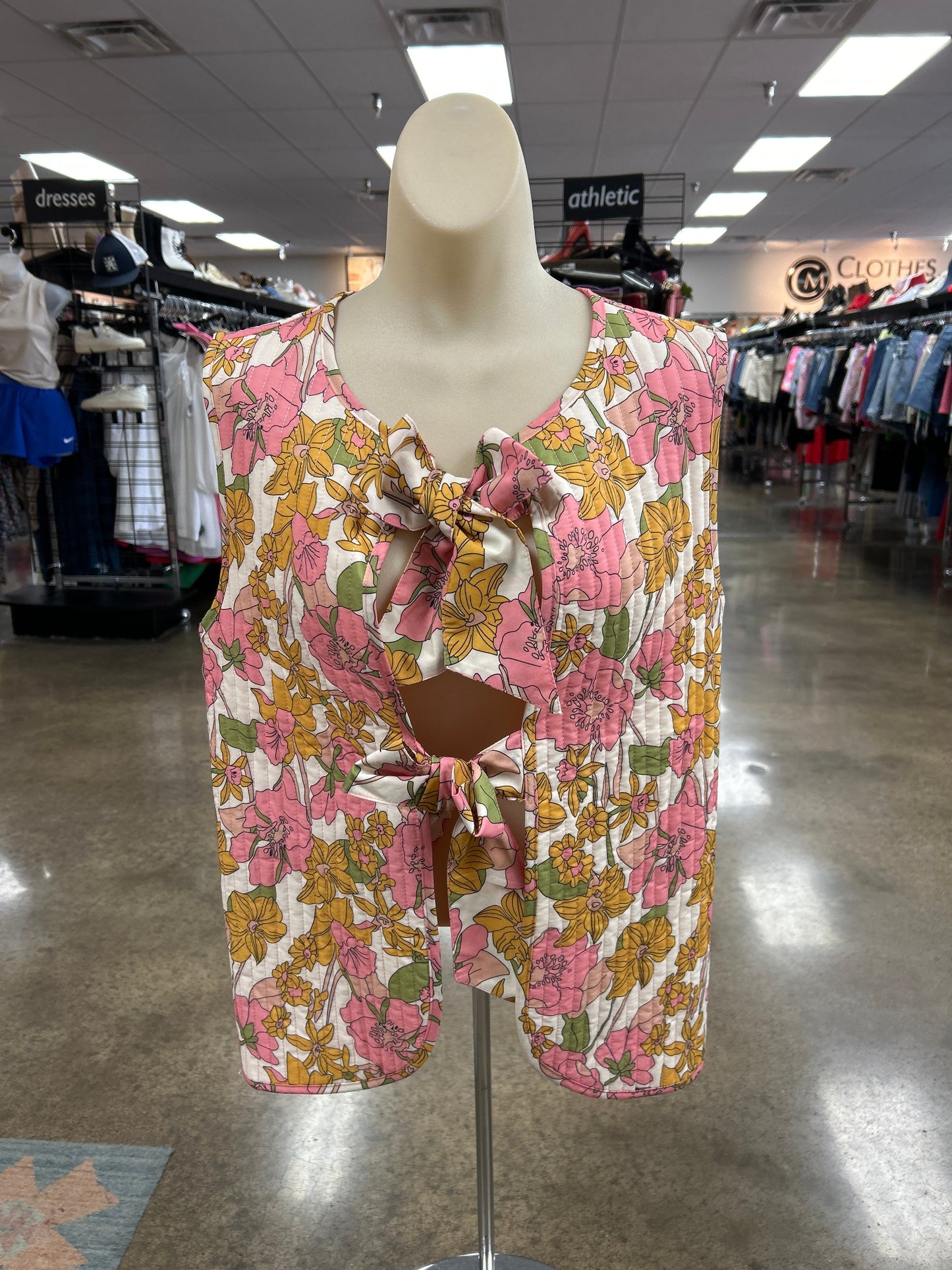 Vest Puffer & Quilted By Veveret In Floral Print, Size:M