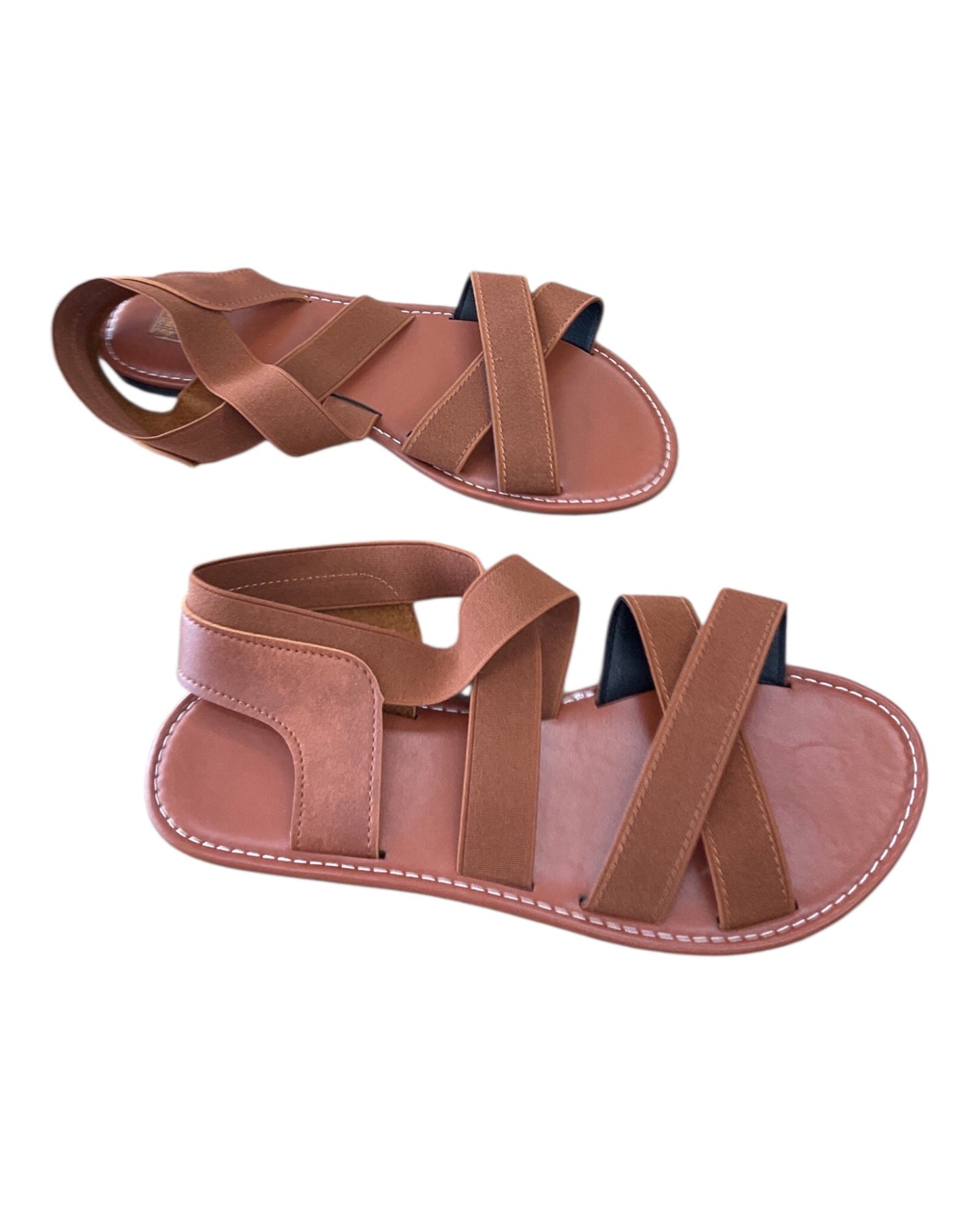 Sandals Flats By Clothes Mentor In Brown, Size:11.5