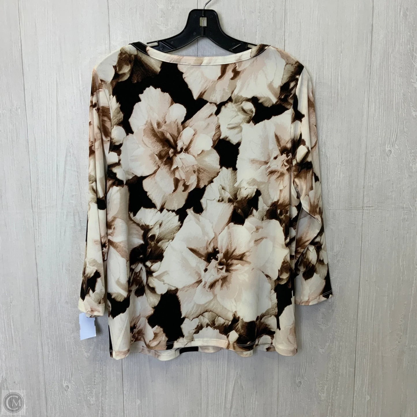 Blouse Long Sleeve By Calvin Klein In Floral Print, Size: L
