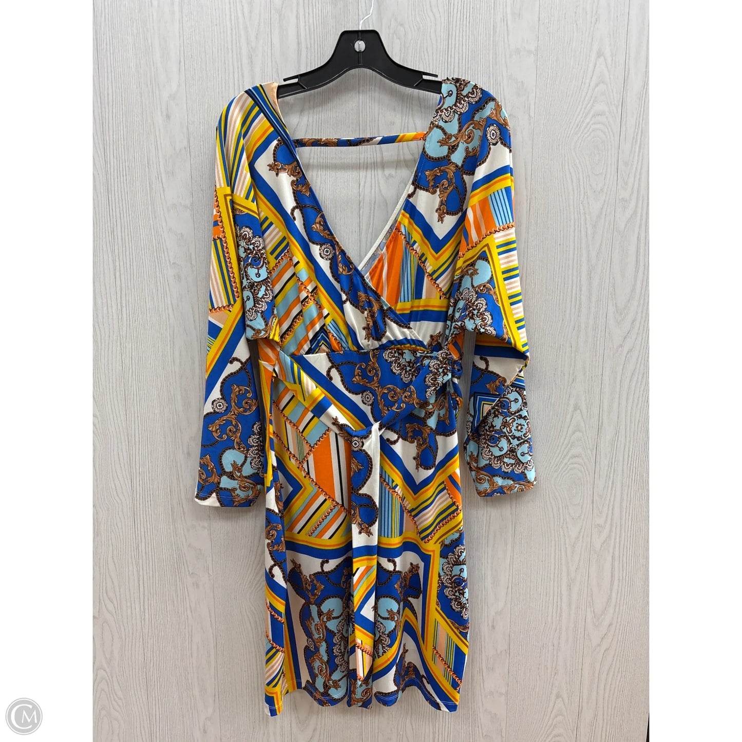 Dress Casual Midi By Venus In Blue & Orange, Size: L
