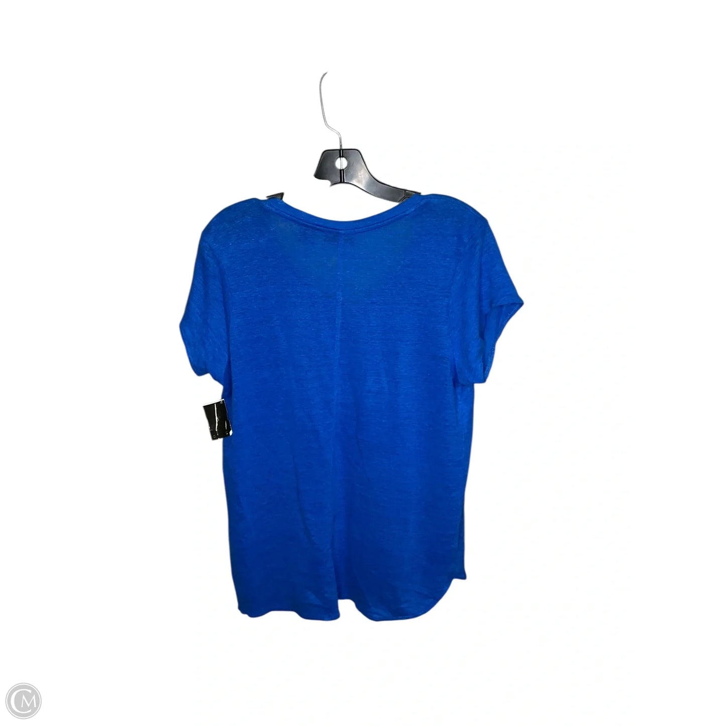 Top Short Sleeve By Tahari By Arthur Levine In Blue & Brown, Size: L