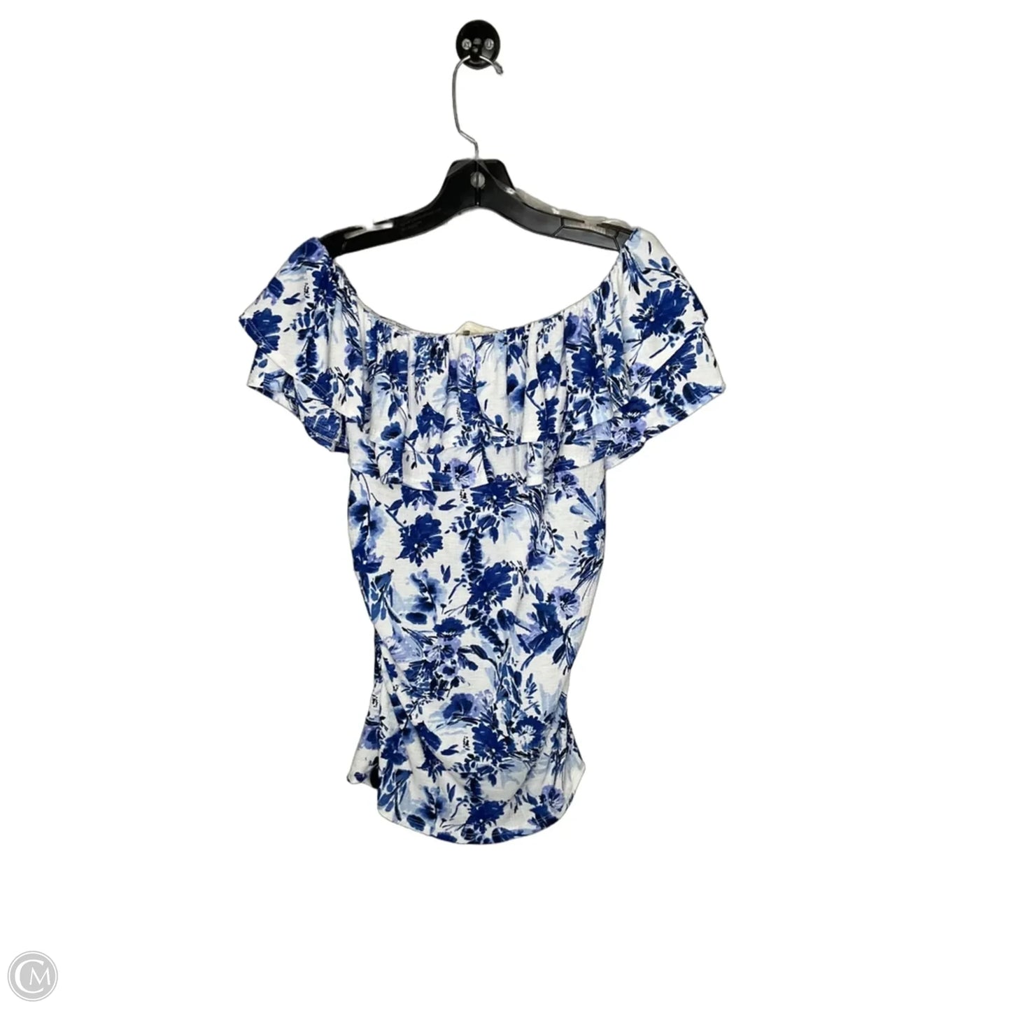 Top Short Sleeve By Clothes Mentor In Blue & White, Size: S