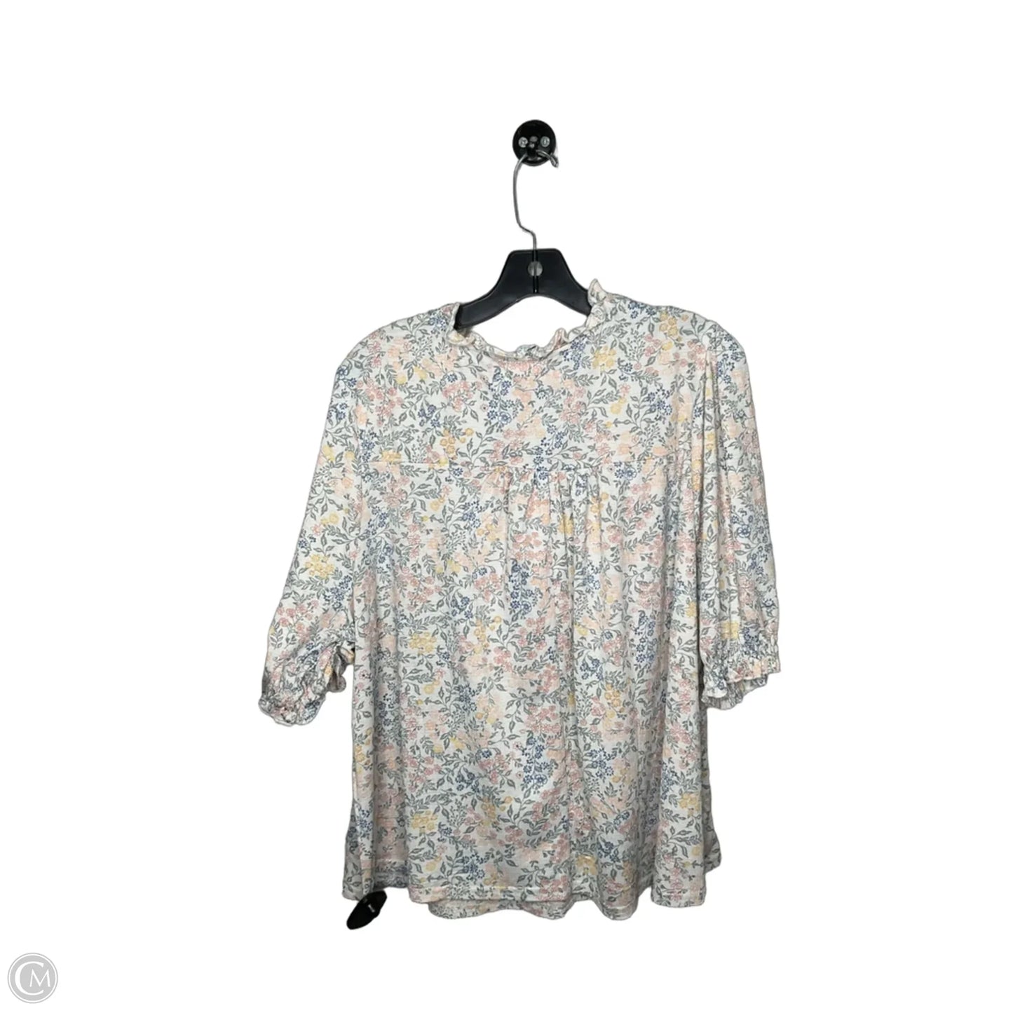 Top 3/4 Sleeve By Melloday In Floral Print, Size: 2x