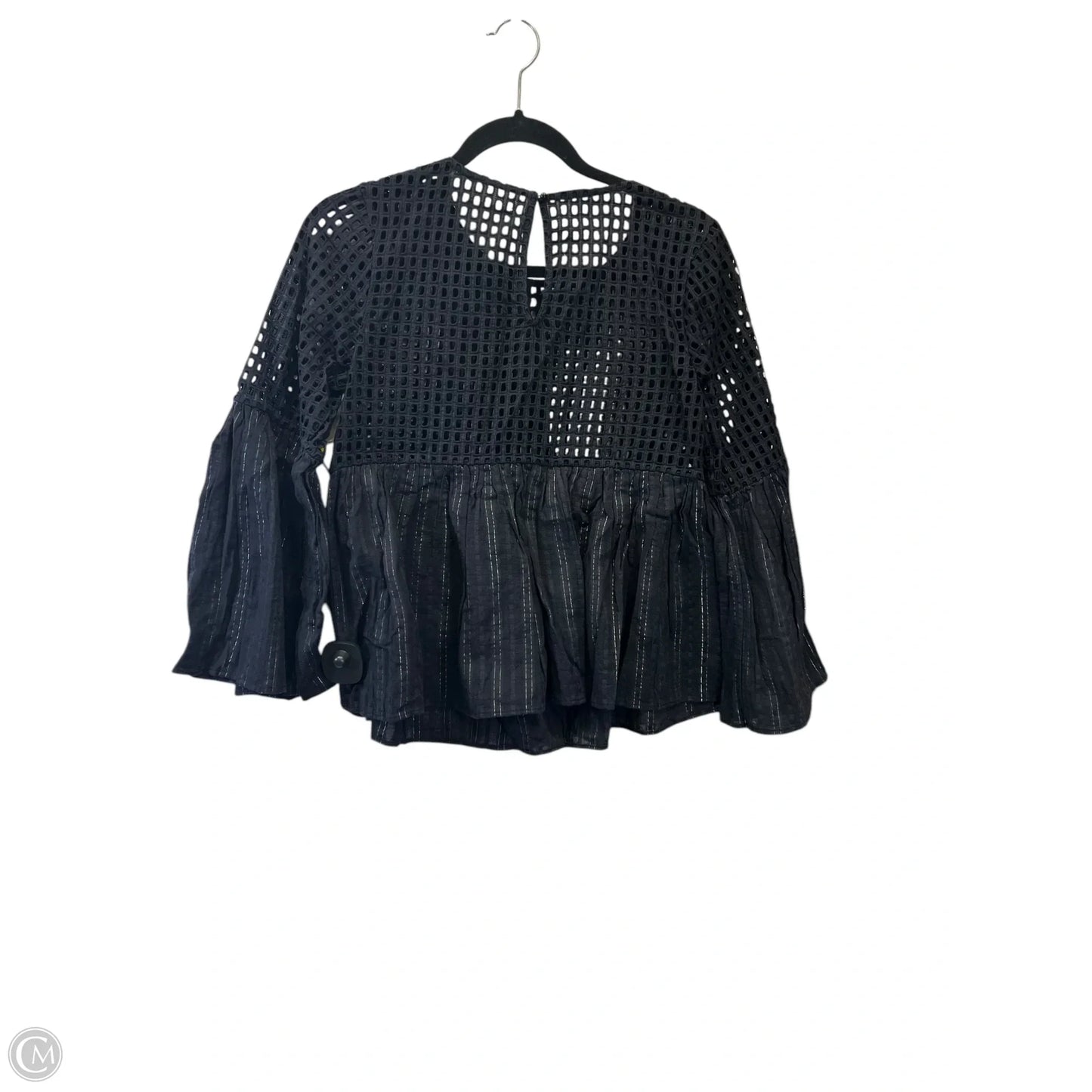 Top Long Sleeve Designer By Maeve In Black & Gold, Size: Xs