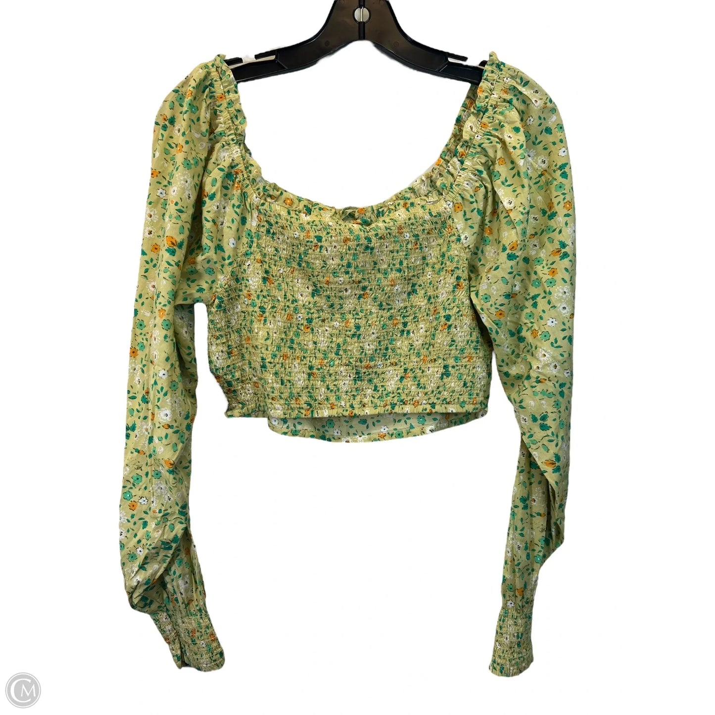 Top Long Sleeve By Aerie In Green & Orange, Size: M