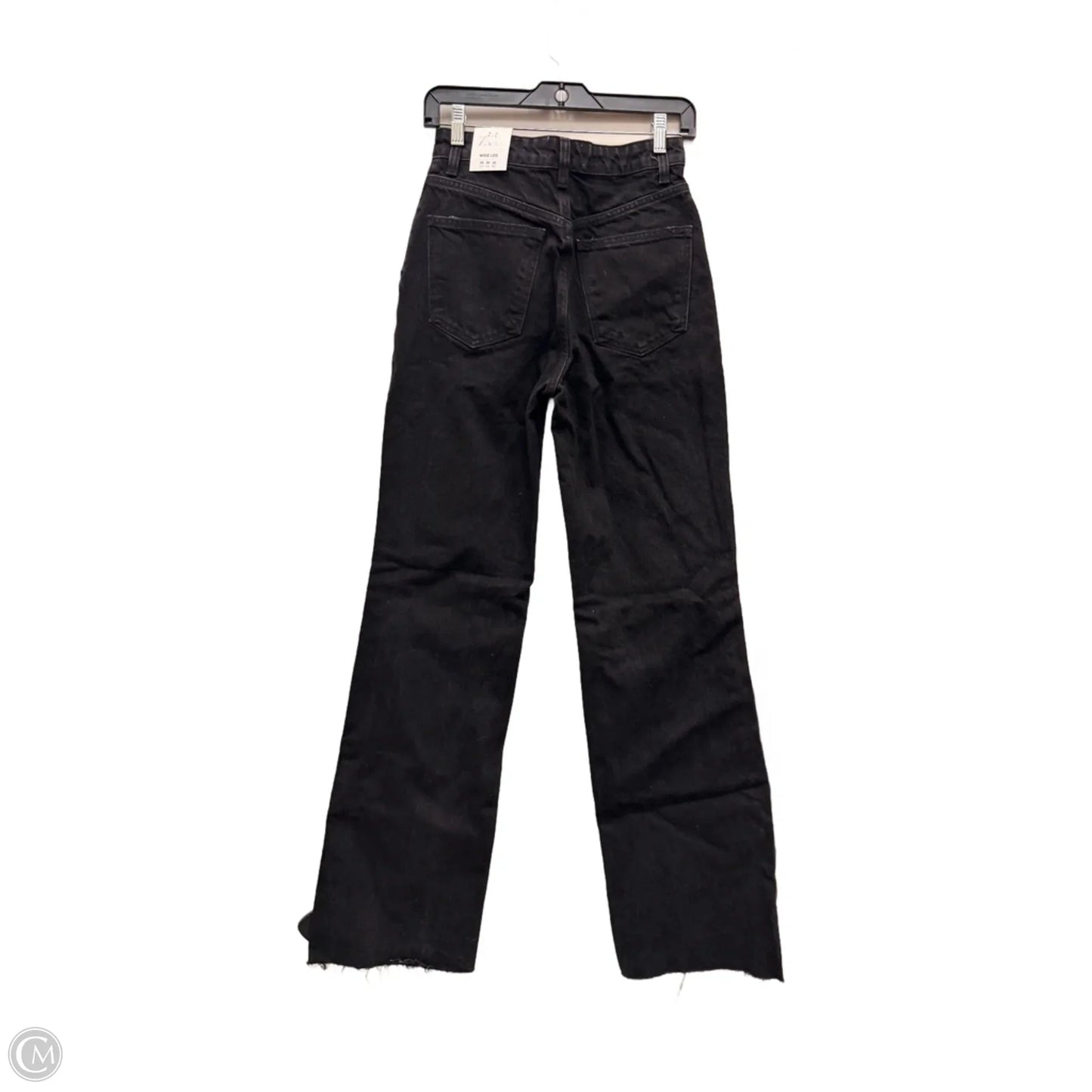 Jeans Wide Leg By Zara In Black Denim, Size: 4