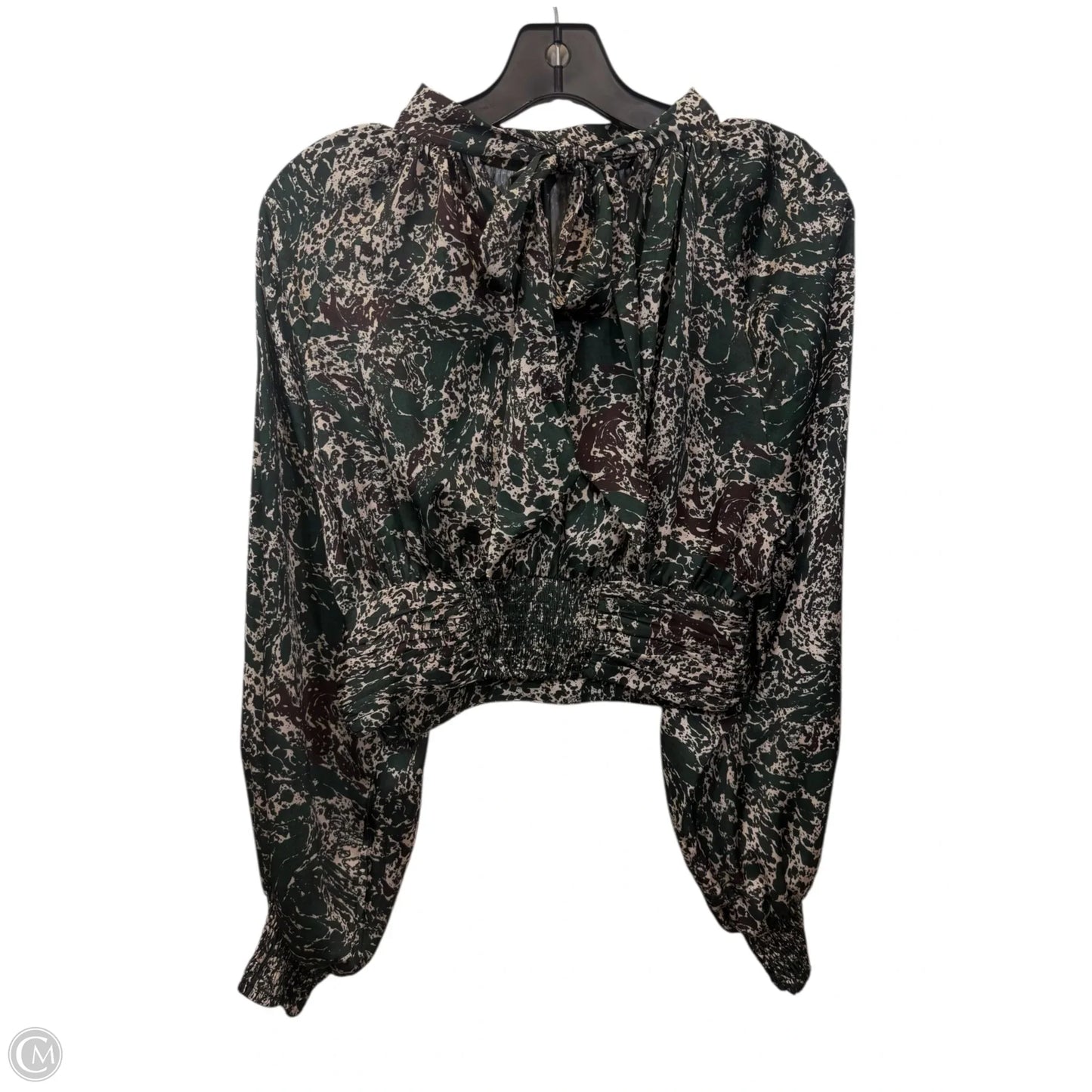 Top Long Sleeve By Zara In Green & Tan, Size: S