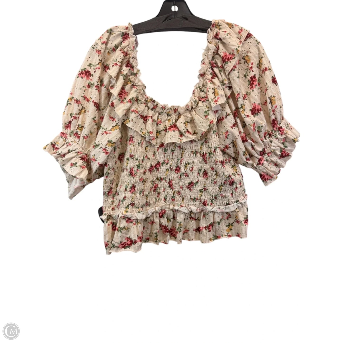Top Short Sleeve By Free People In Cream & Red, Size: Xl
