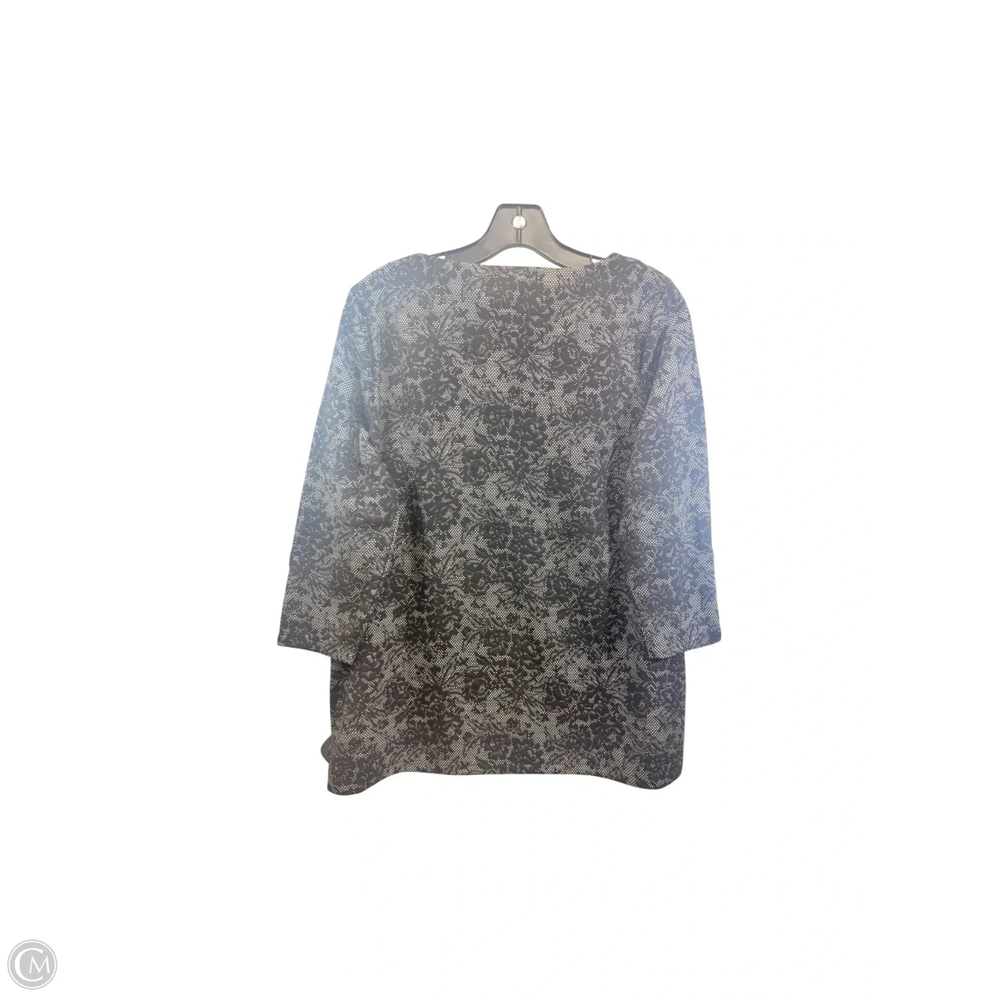 Top 3/4 Sleeve By Chicos In Black & Grey, Size: M