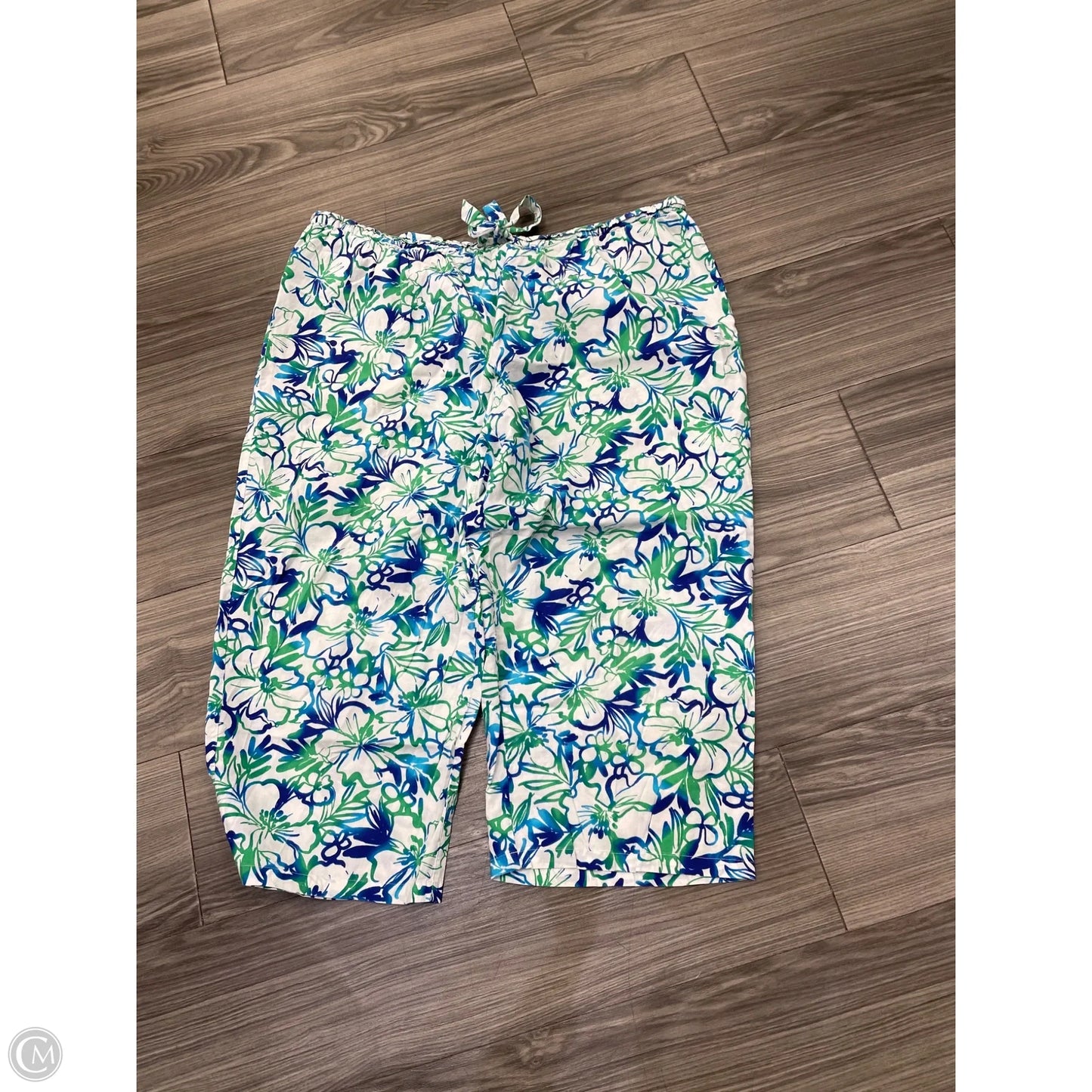 Pants Cropped By Relativity In Blue & Green, Size: Xl