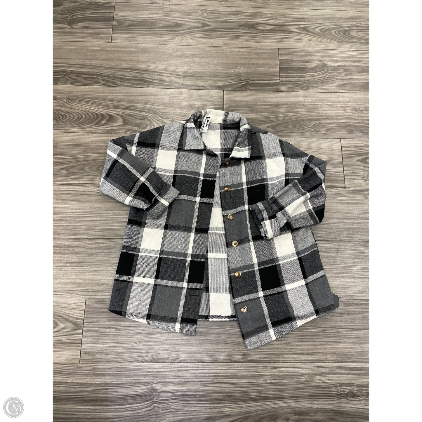 Jacket Shirt By Cmf In Grey & White, Size: M