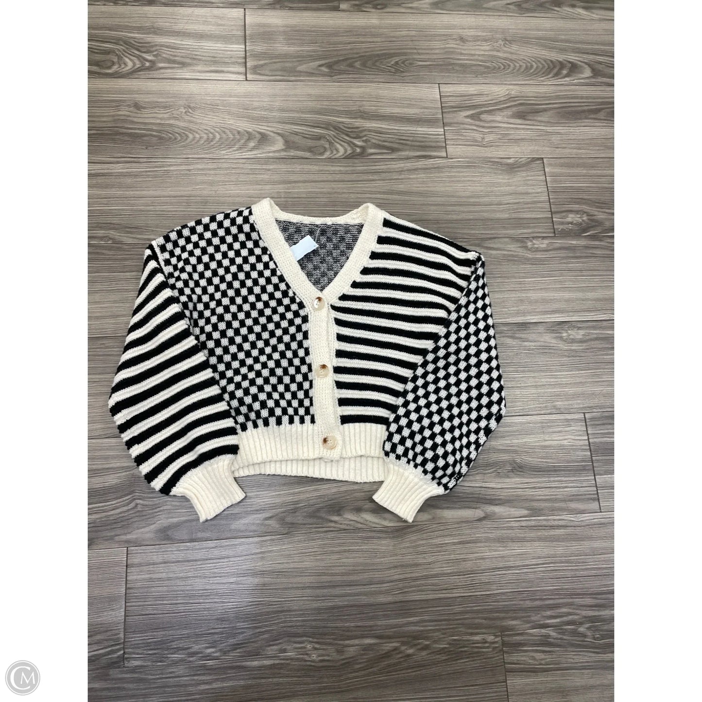 Cardigan By Clothes Mentor In Black & Cream, Size: M