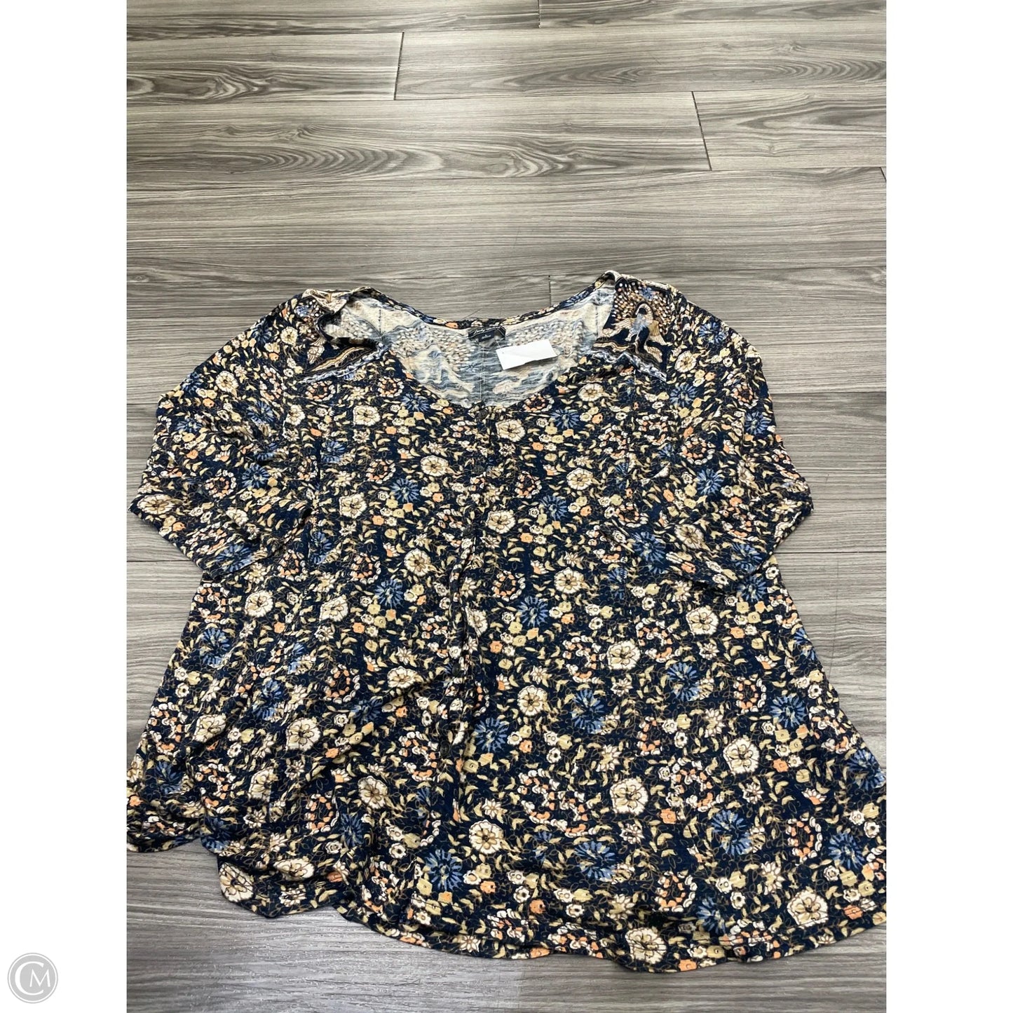 Top 3/4 Sleeve By Lucky Brand In Floral Print, Size: L