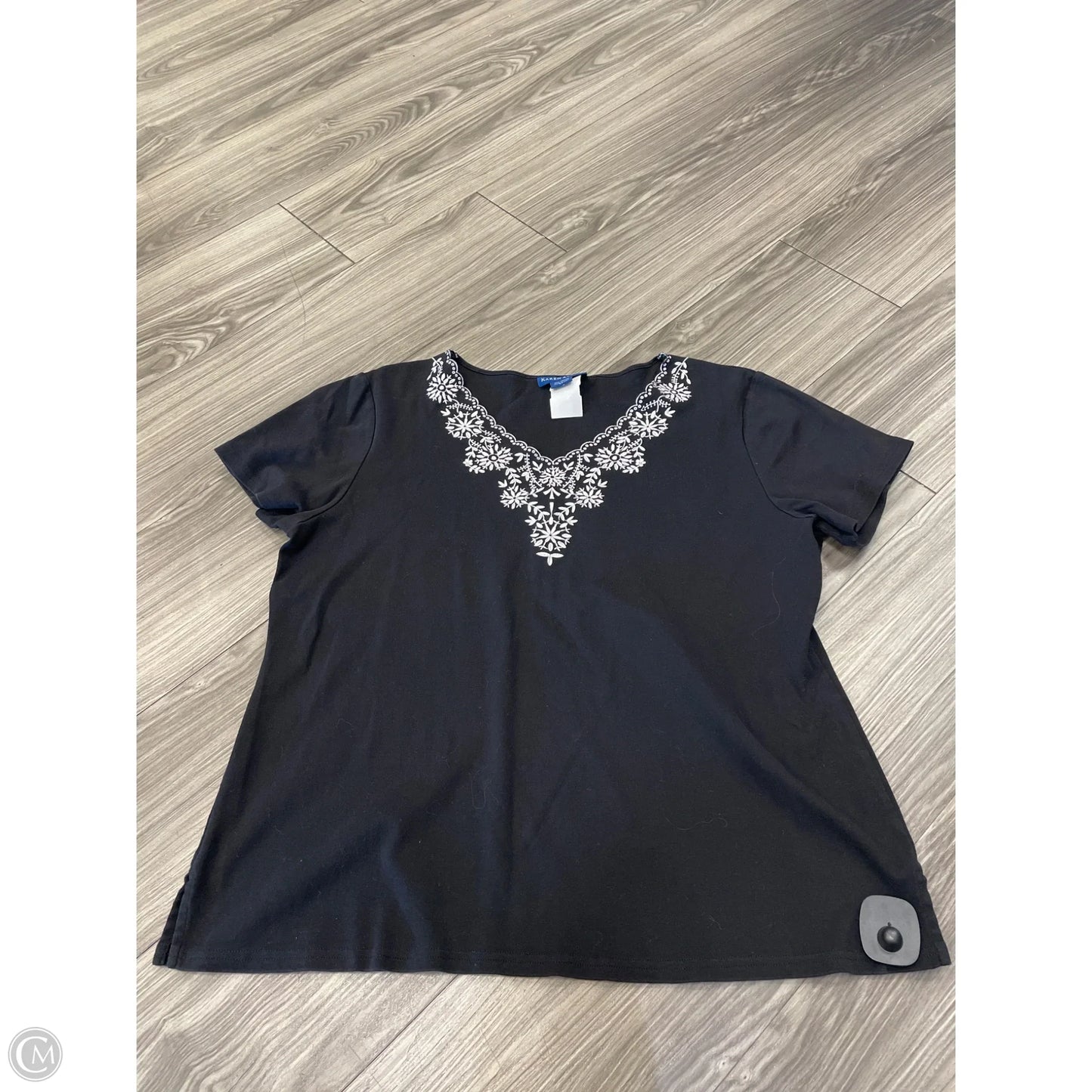 Top Short Sleeve By Karen Scott In Black, Size: Xl