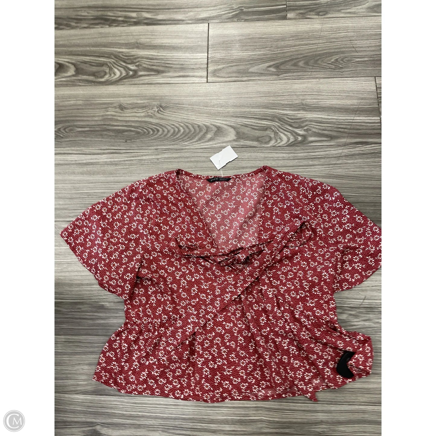 Top Short Sleeve By Shein In Floral Print, Size: M